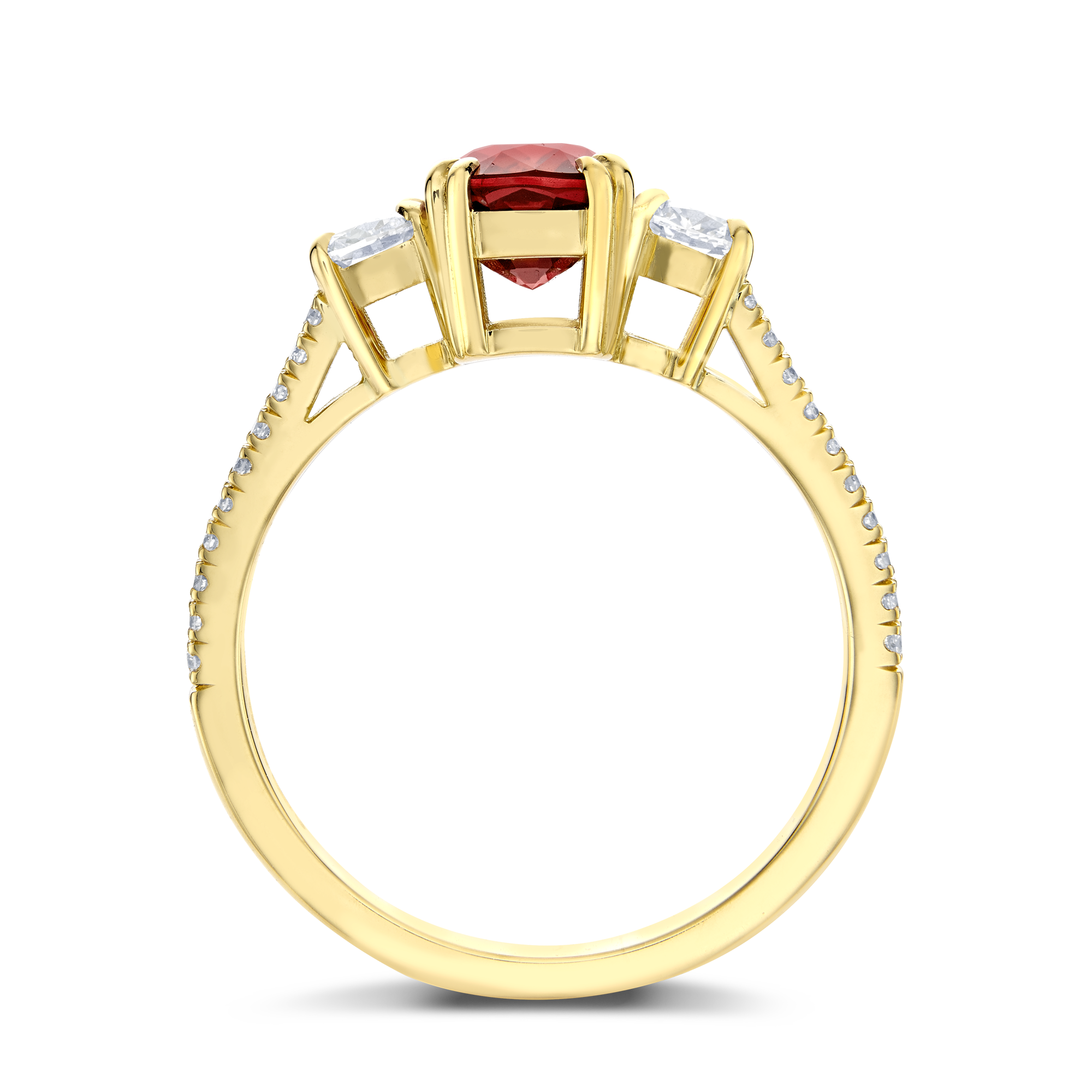 Mozambique 2.04ct Ruby and Diamond Three Stone Ring Cushion Cut, Claw Set_3