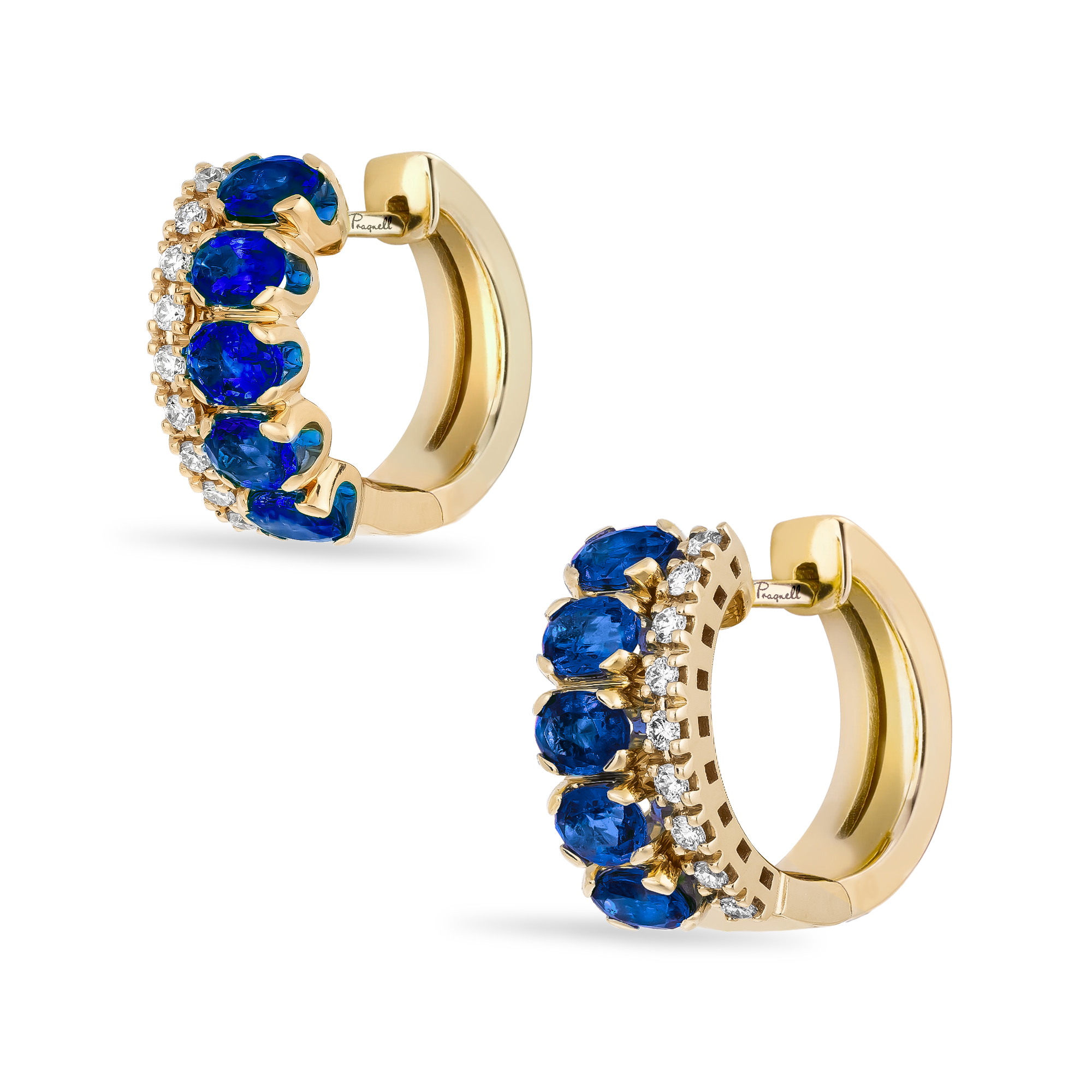 Oval Cut 1.85ct Sapphire and Diamond Hoop Earrings Oval Cut, Claw Set_3