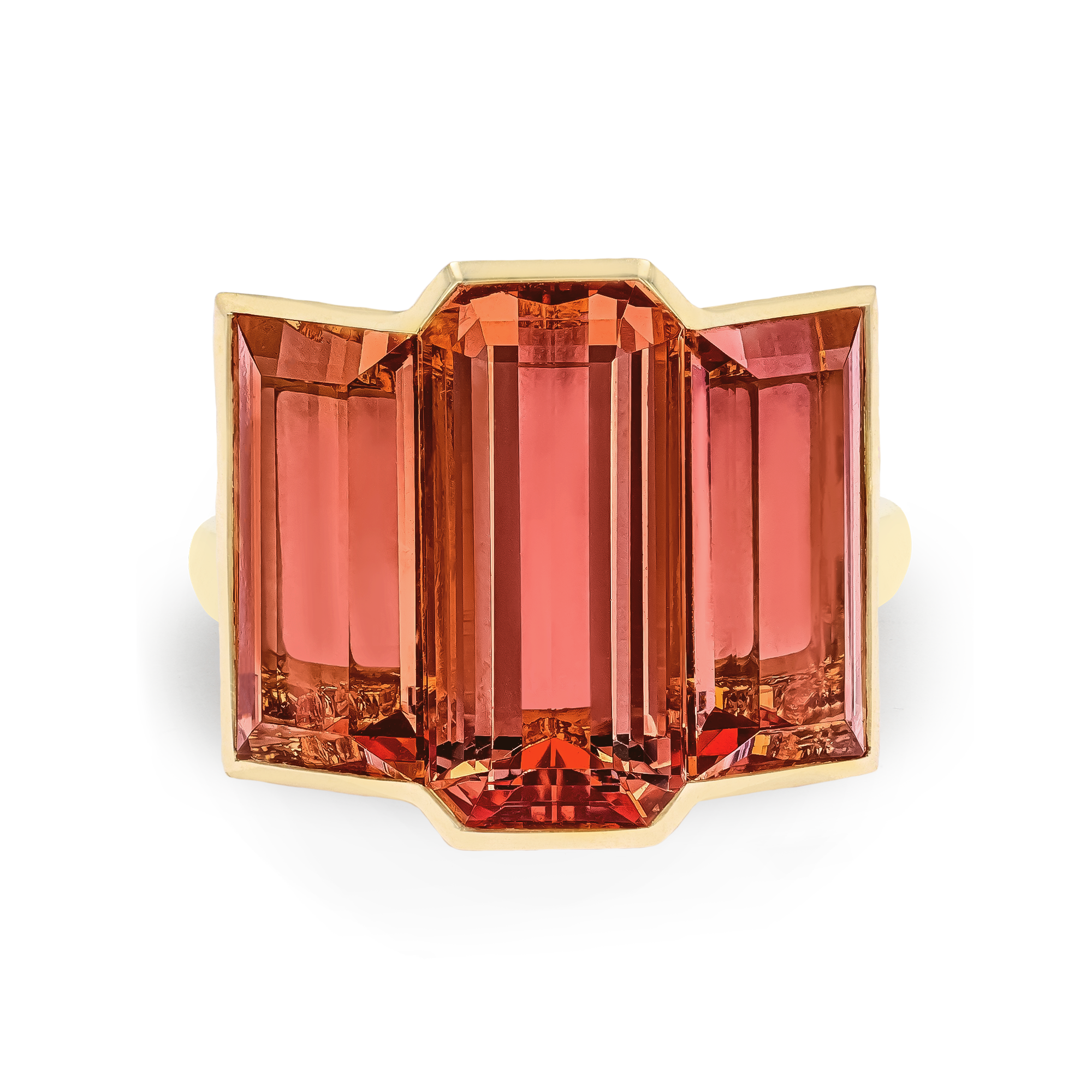 Masterpiece Kingdom Imperial Topaz Three Stone Ring Baguette Cut, Rubover Set_2