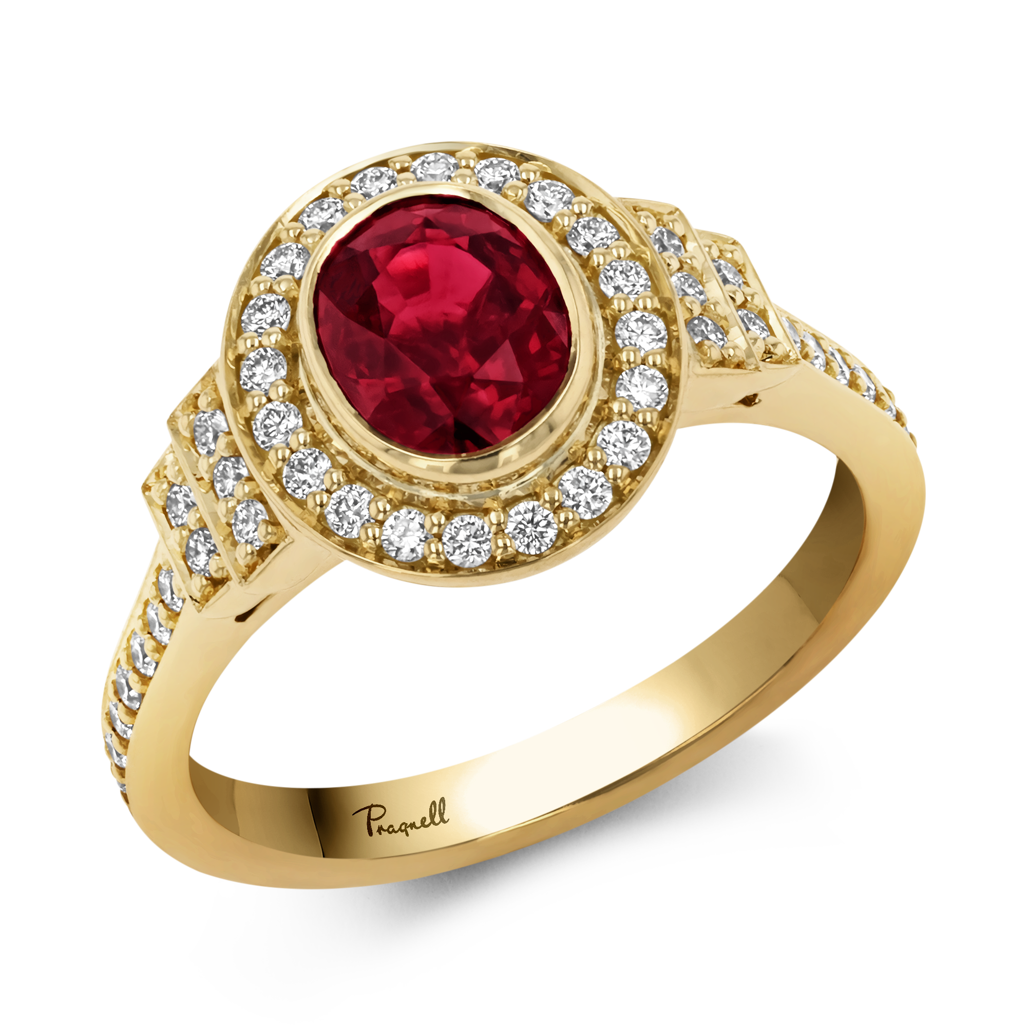 Mozambique 1.61ct Ruby and Diamond Cluster Ring Oval Cut, Rubover Set_1