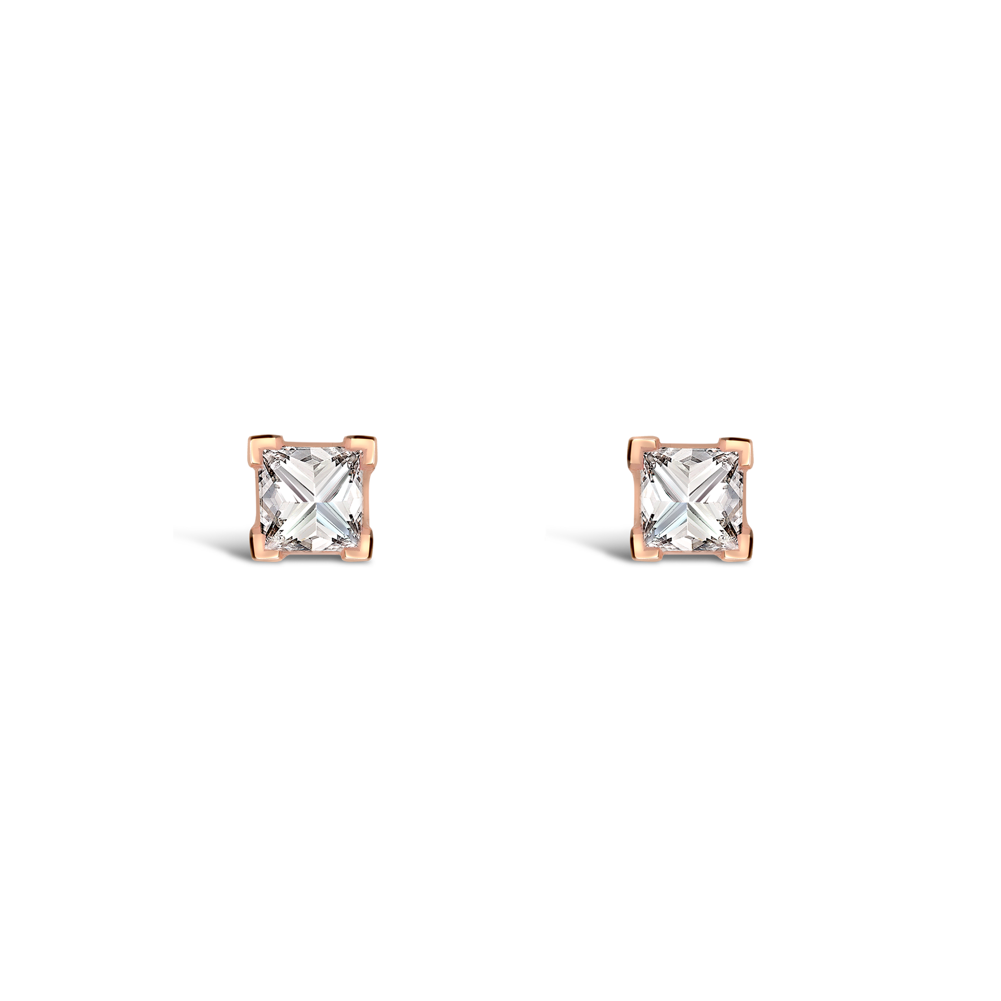 RockChic Diamond Studs Princess Cut, Four Claw Set_1