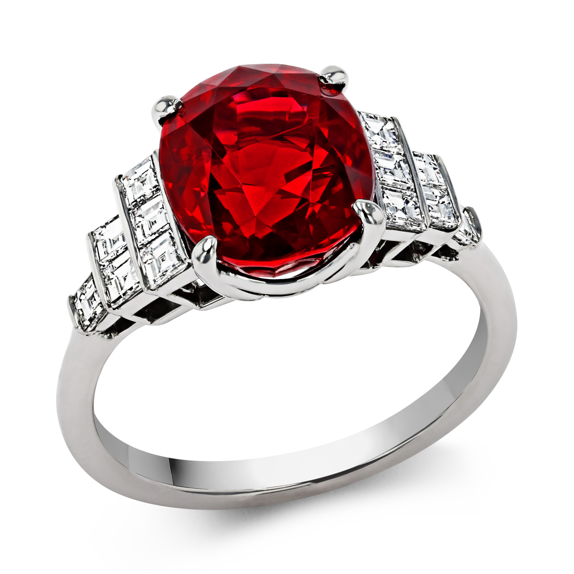 Tiffany & Co Ruby & Diamond Ring Oval & Princess Cut, Claw Set_1