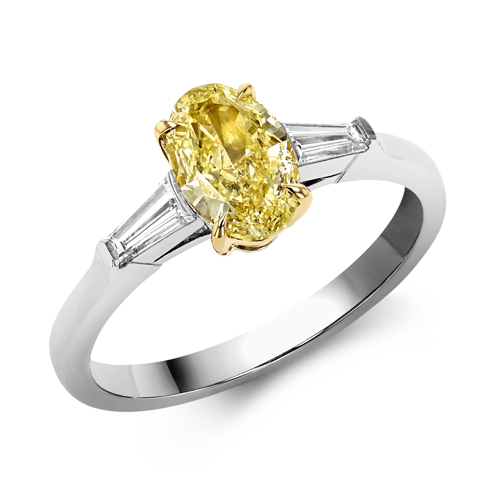 Regency 1.01ct Fancy Yellow Diamond Solitaire Ring Oval Cut, Claw Set_1