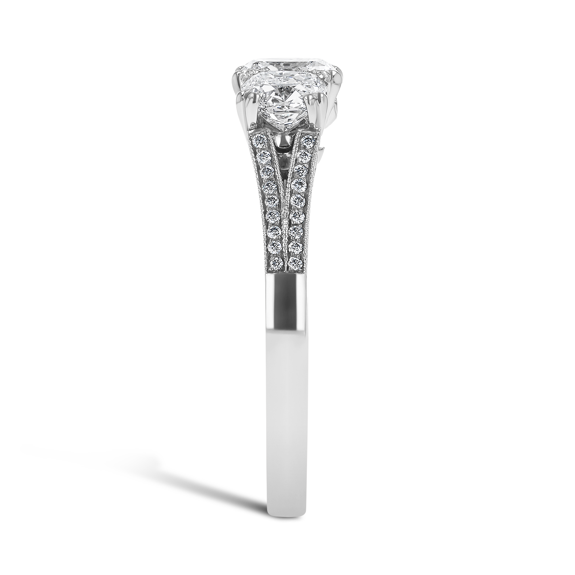 Imperial 1.70ct Diamond Three Stone Ring Cushion Cut, Claw Set_4