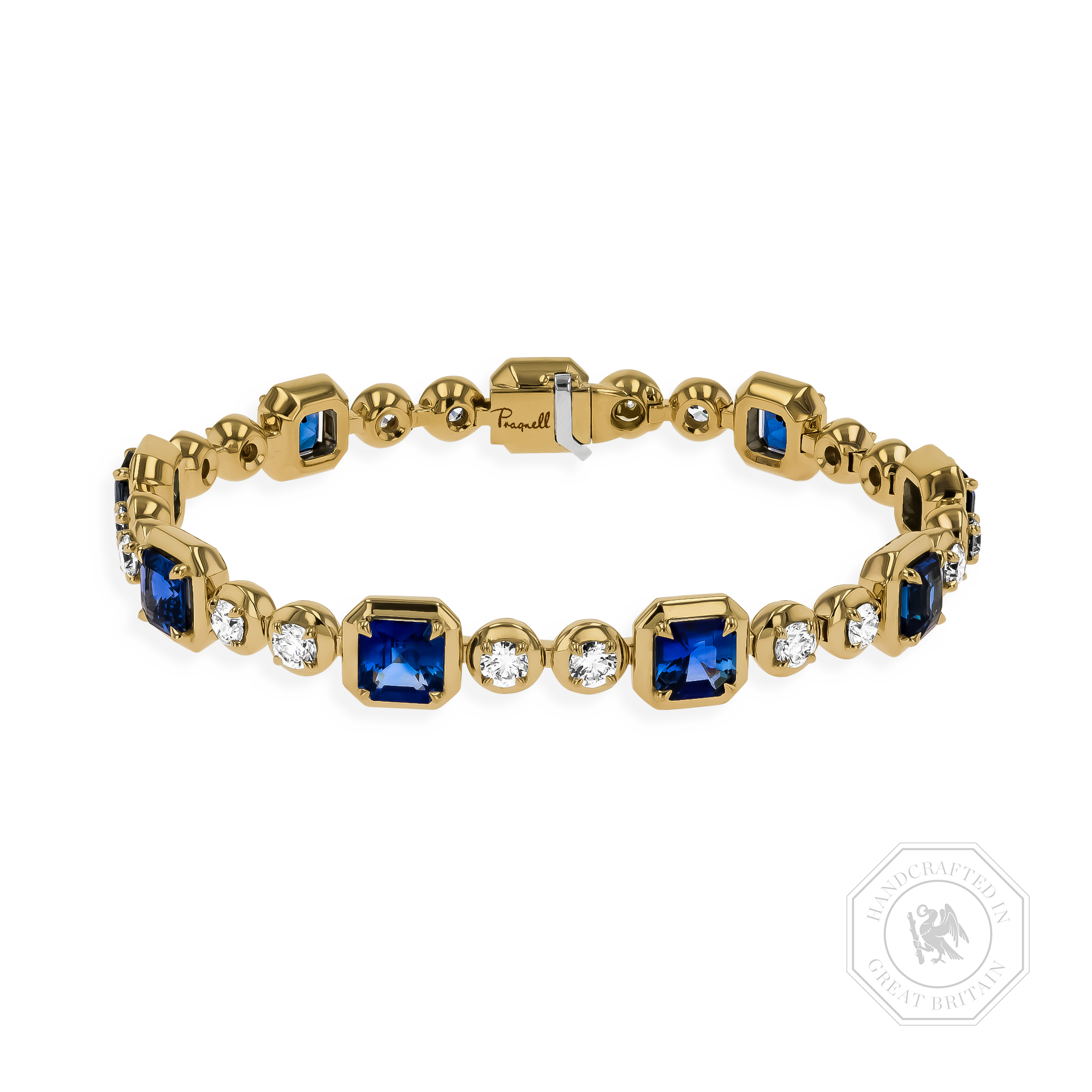 Masterpiece Skimming Stone 12.40ct Sapphire and Diamond Bracelet Octagon & Brilliant Cut, Claw Set_1