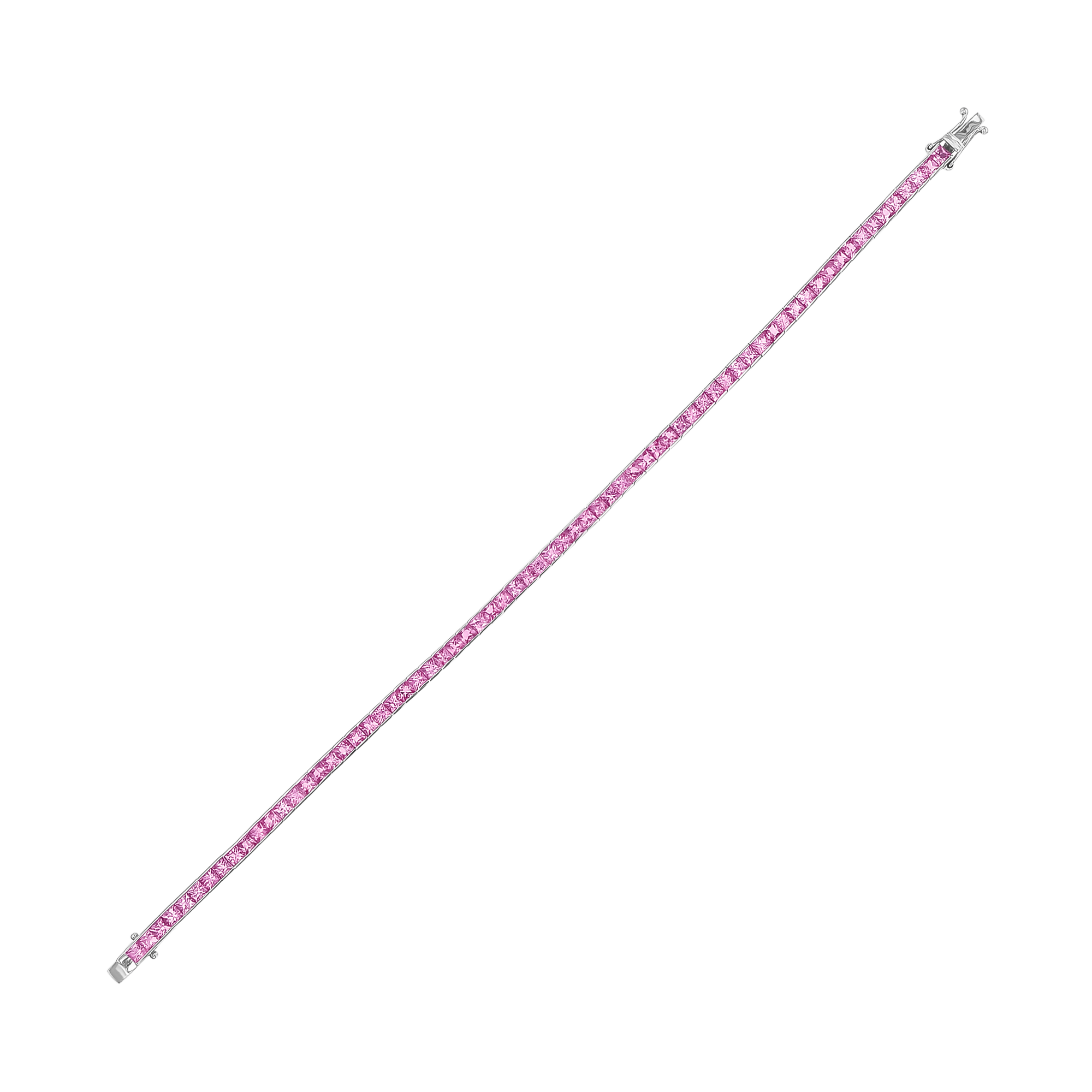Pink Sapphire Line Bracelet Princess Cut, Channel Set_2