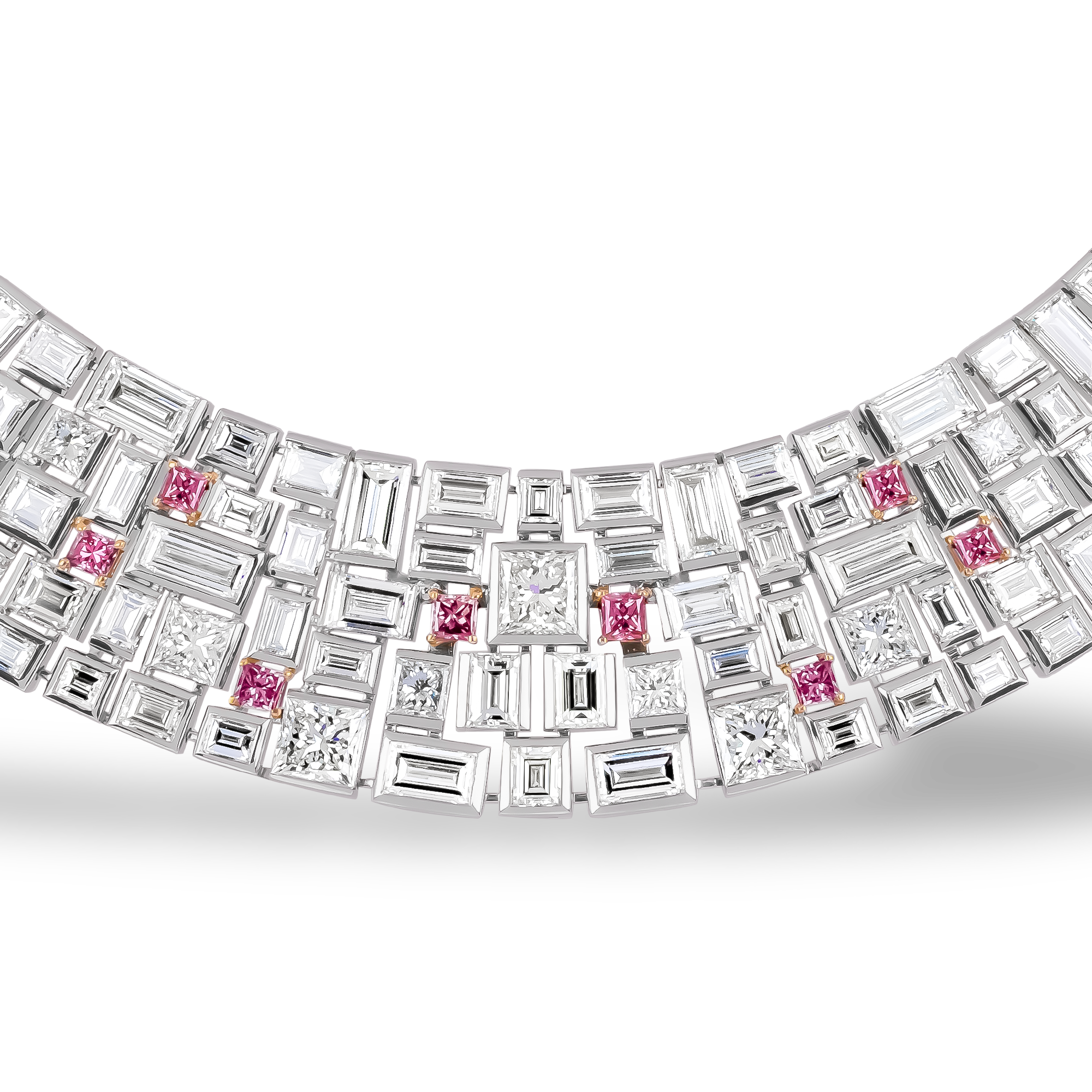 Masterpiece Mosaic Pink Diamond Necklace Princess Cut, Claw Set_2