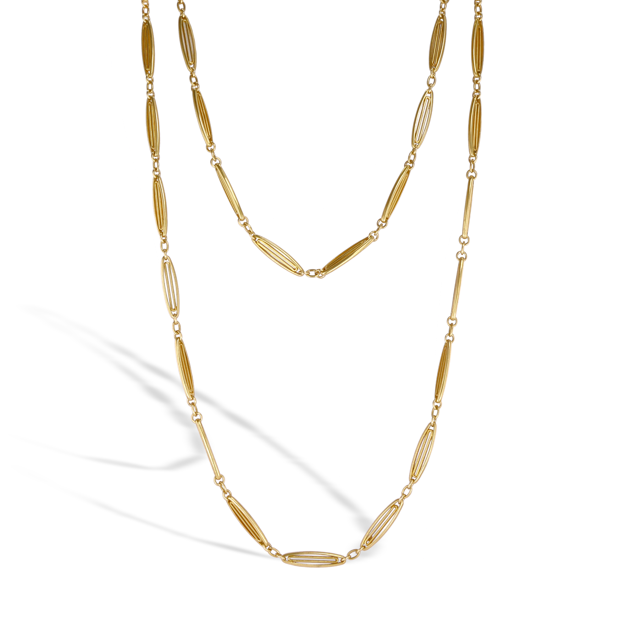 Belle Epoque French Fancy Oval Link 155cm Necklace _2