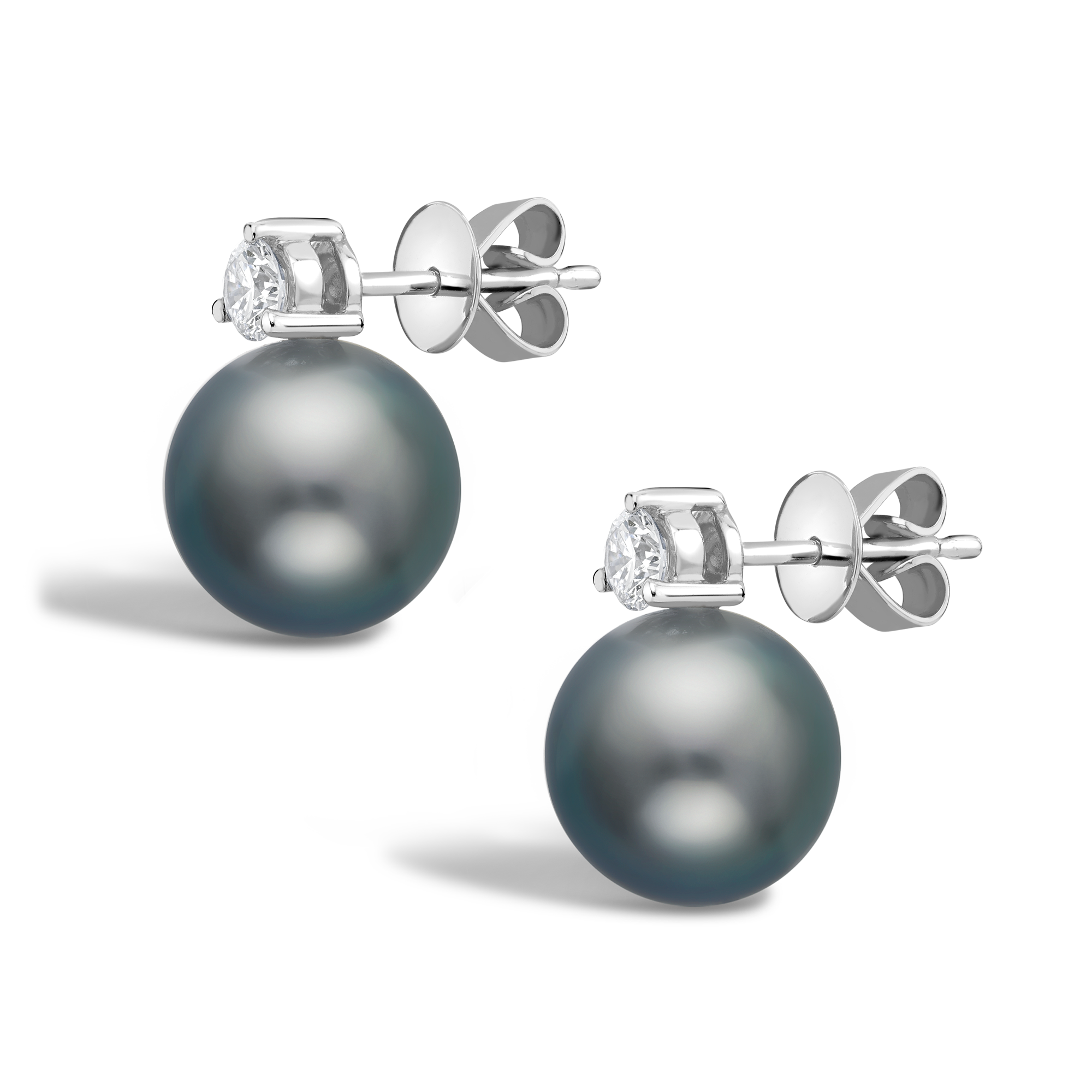 Tahitian Pearl and Diamond Earrings 10mm - 11mm_2