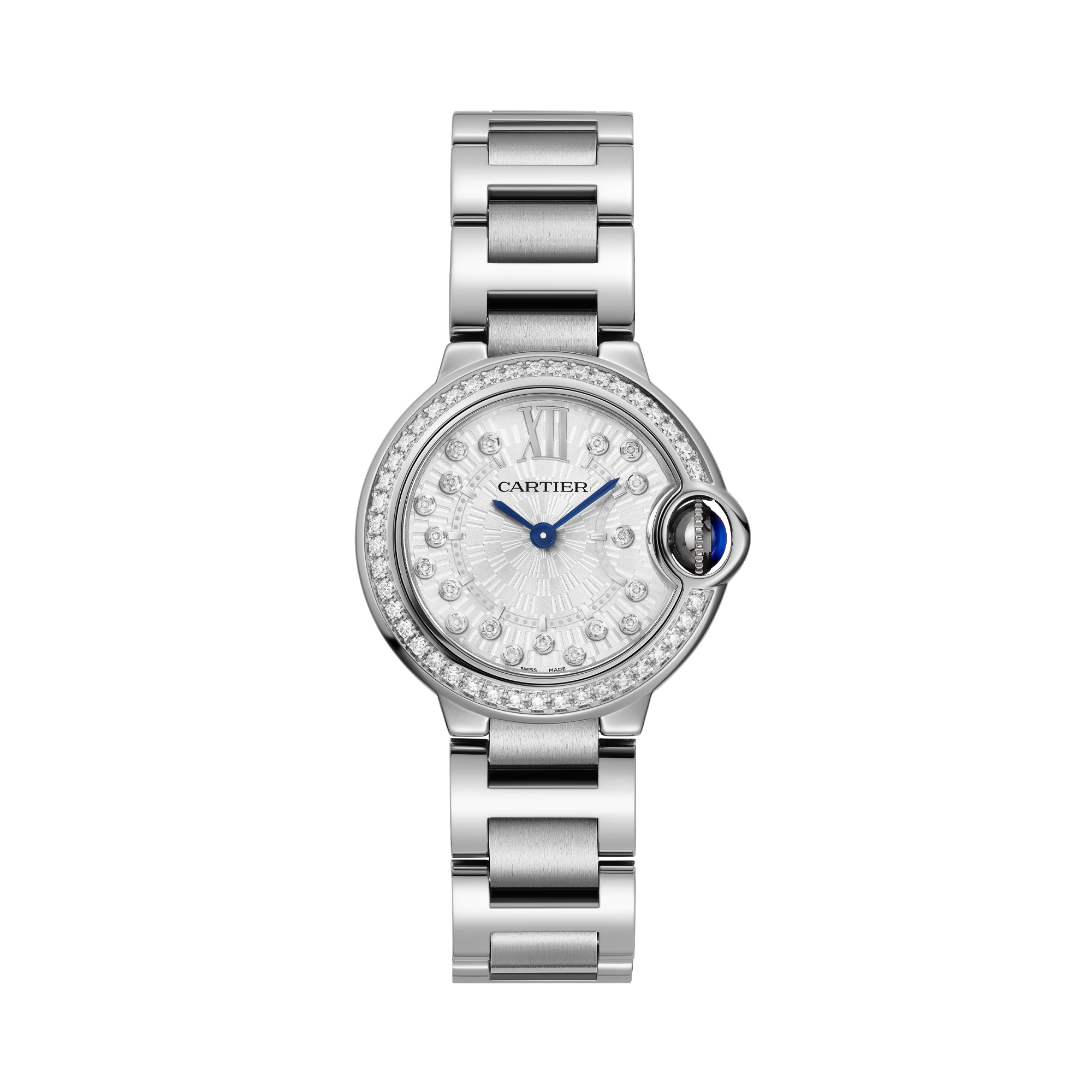 Cartier Ballon Bleu de Cartier 28mm, Silver Dial, Diamond Numerals_1