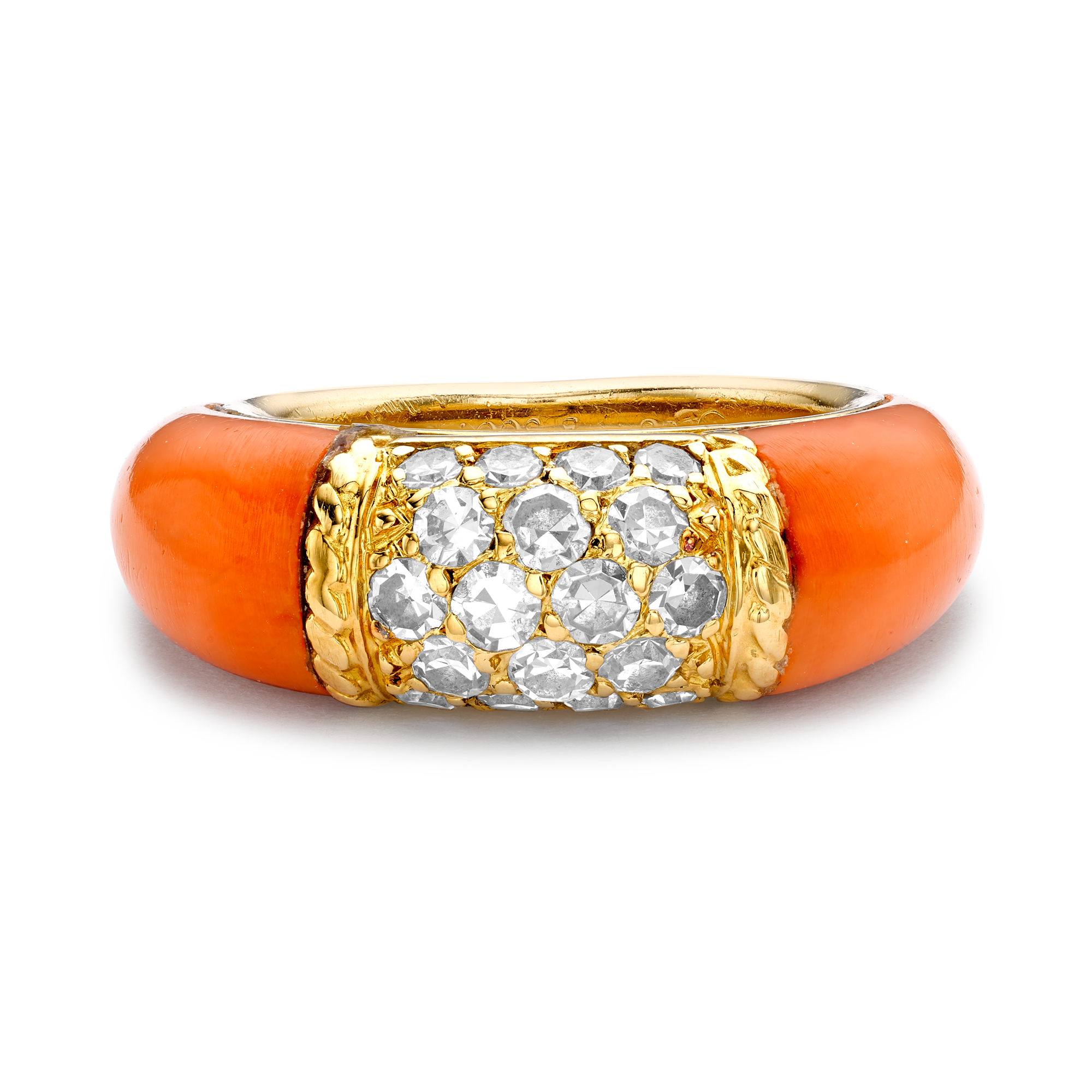 Van Cleef & Arpels Coral and Diamond Philippine Ring Brilliant cut, Claw set_2