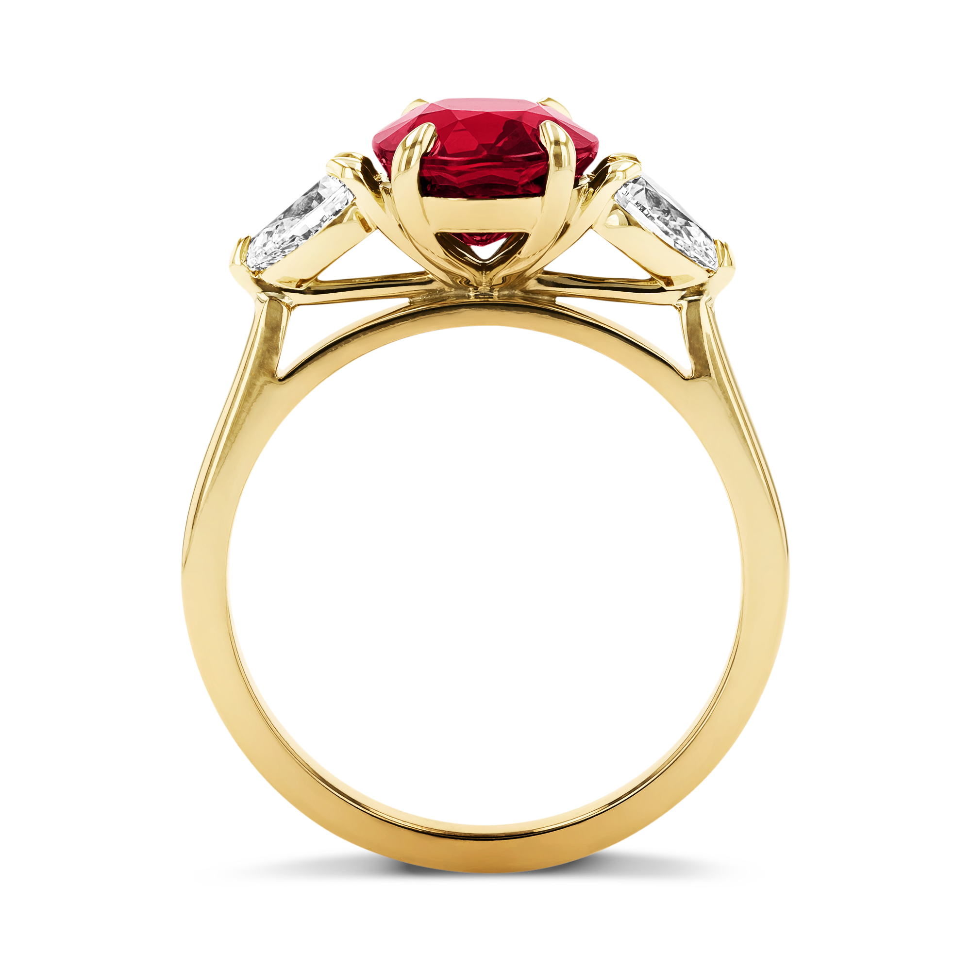 Mozambique 3.03ct Ruby and Diamond Three Stone Ring Oval Cut, Claw Set_3