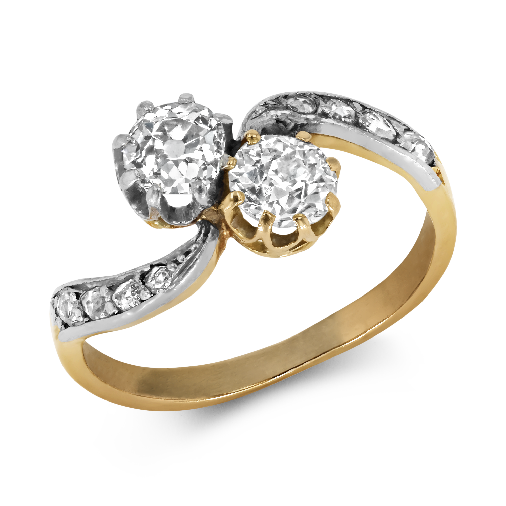 Old European Cut 0.80ct Diamond Toi Et Moi Ring Old European Cut, Claw Set_1