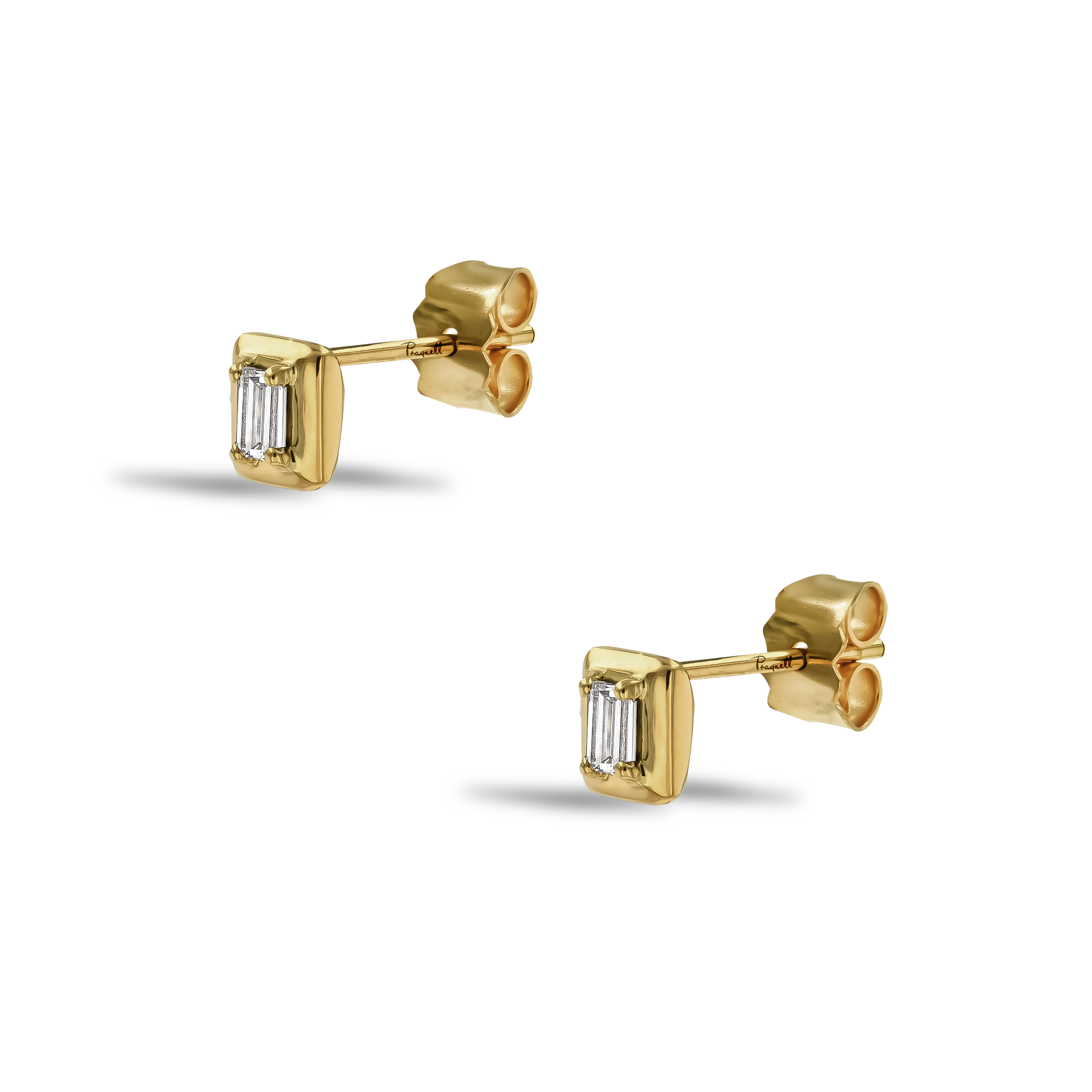 Skimming Stone 0.20ct Diamond Stud Earrings Baguette Cut, Claw Set_2