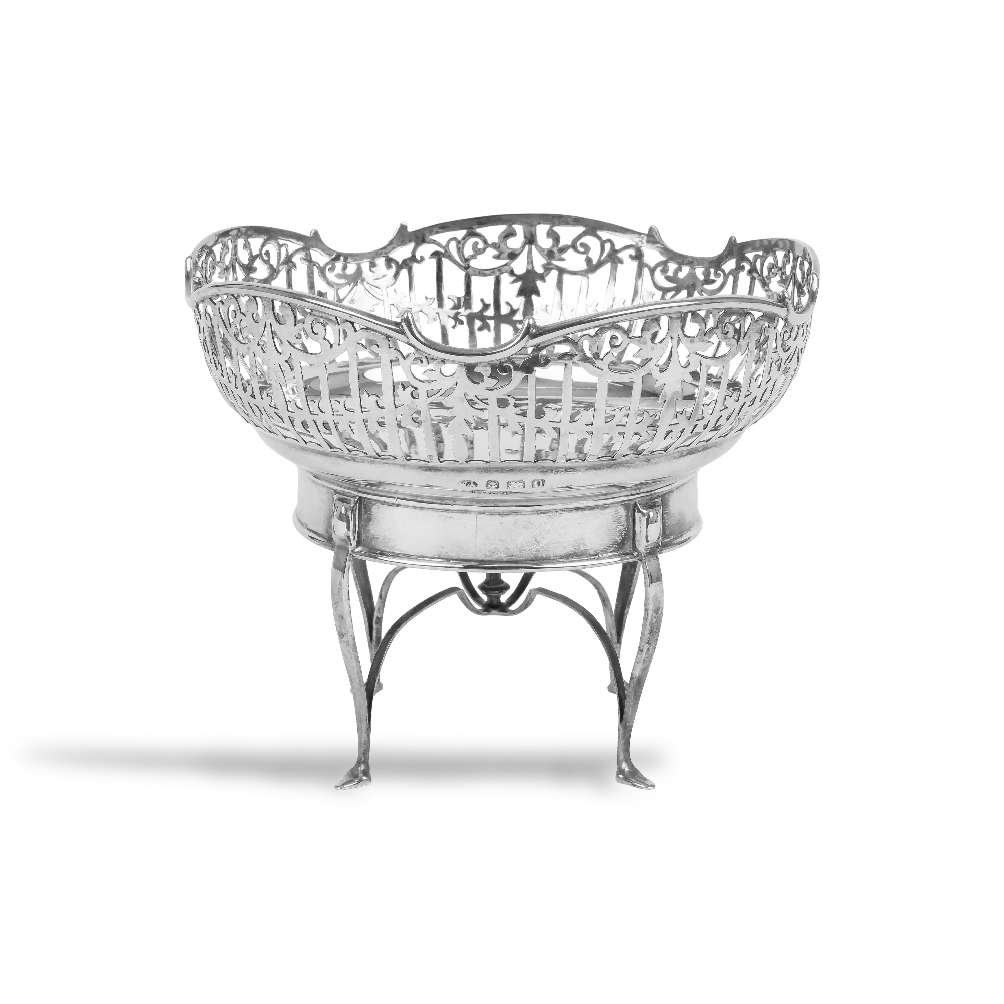 Silver Pierced Round Dish on Four Feet _1