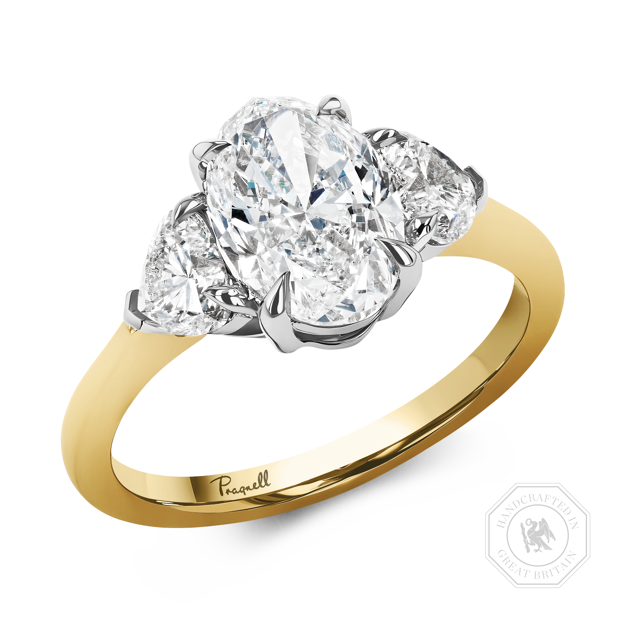 Venus Setting 2.01ct Botswana Diamond Three Stone Ring Oval Cut, Claw Set_1