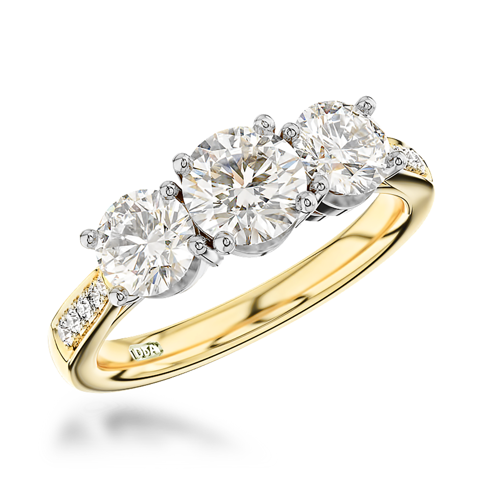 1.30CT Diamond Three-Stone Ring Brilliant Cut, Three-Stone, Diamond Shoulders_1