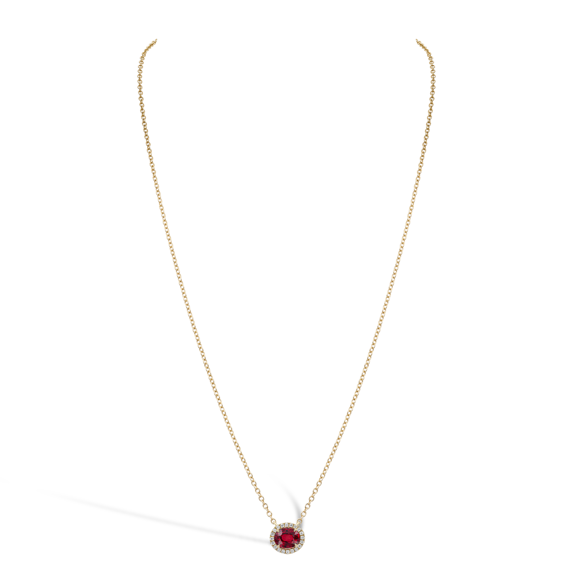 Oval Cut Ruby Pendant with Diamond Surround Oval & Brilliant Cut, Claw Set_2