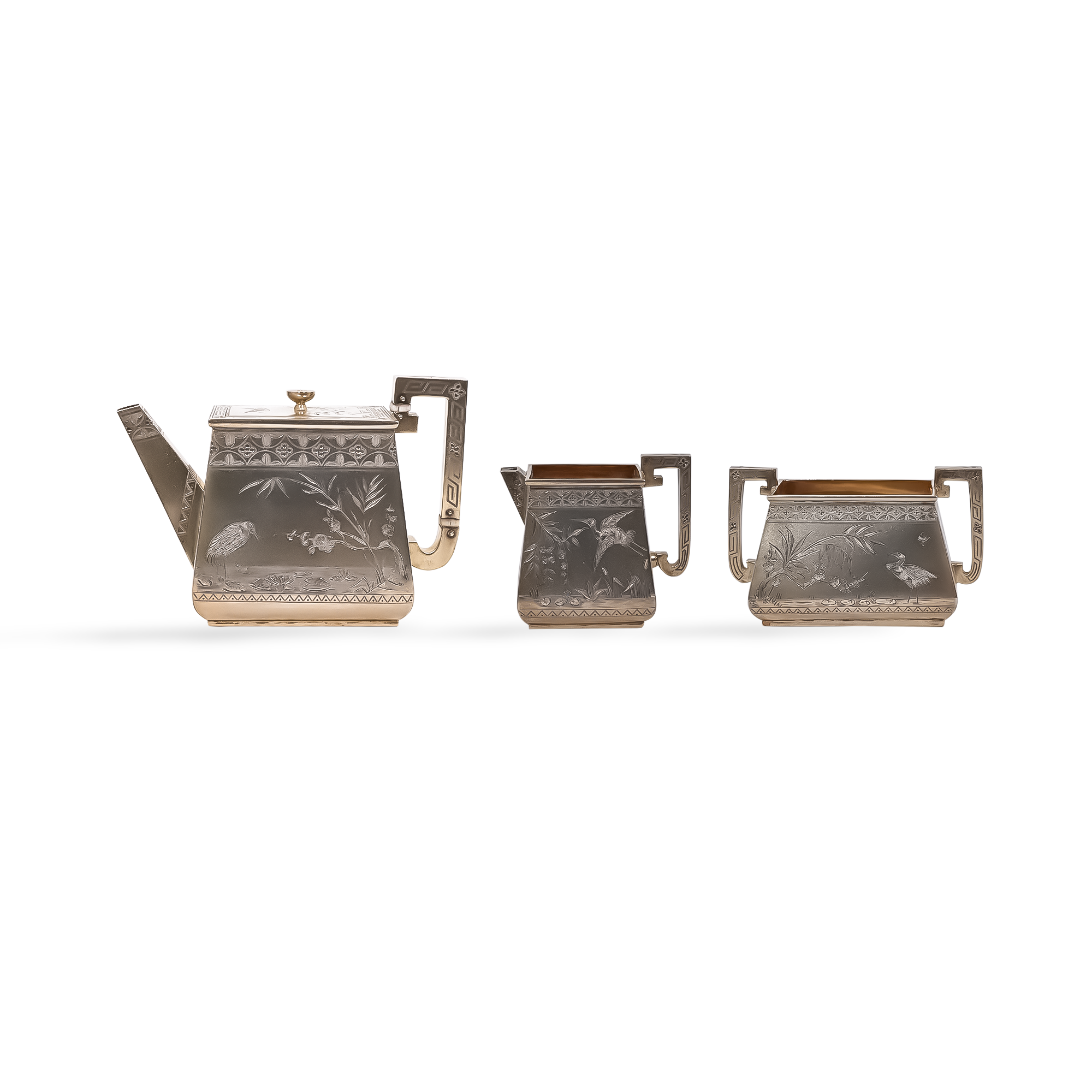 Silver Queen Victoria Gilded Tea Set Hallmarked London_2