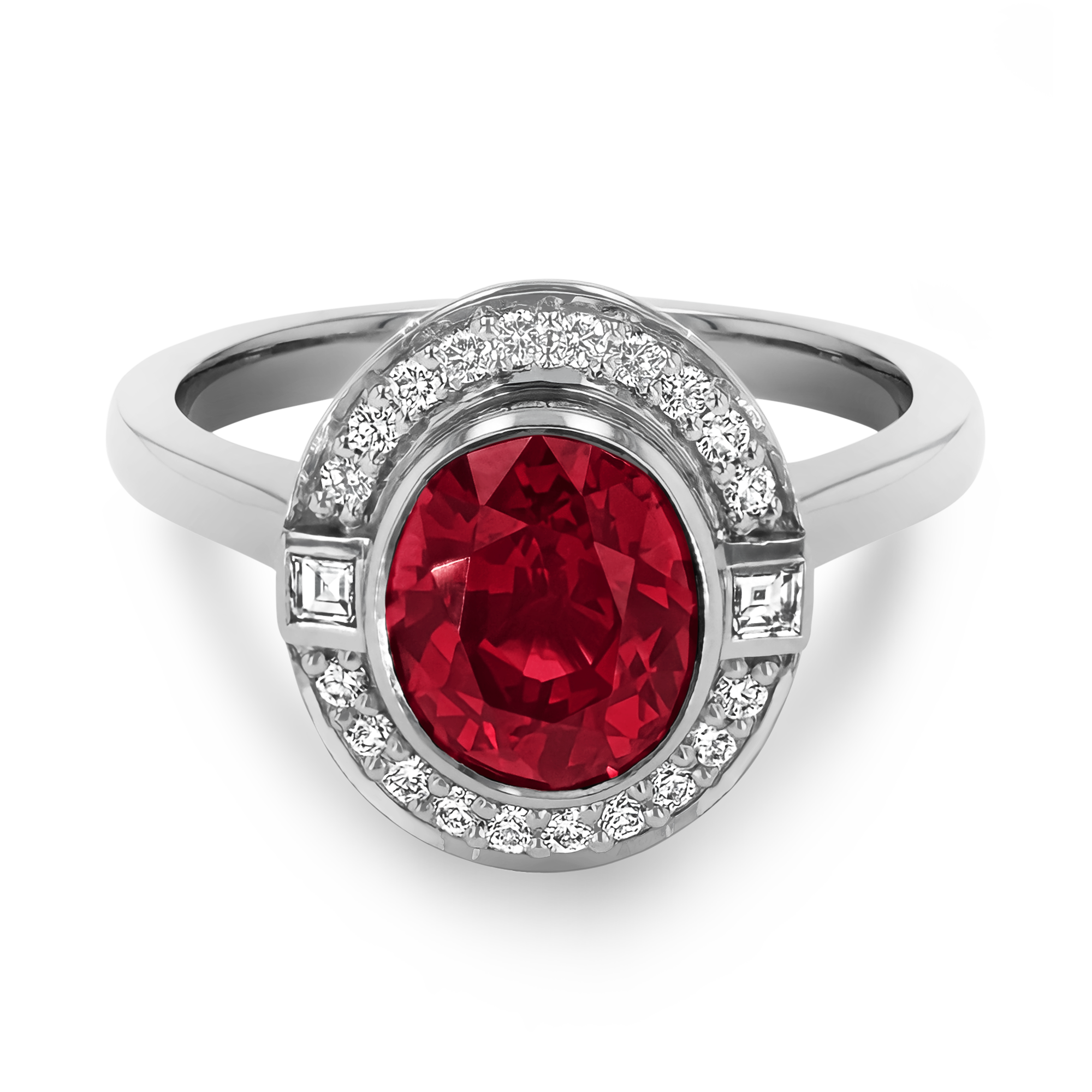 Mozambique 3.01ct Ruby and Diamond Cluster Ring Oval Cut, Rubover Set_2
