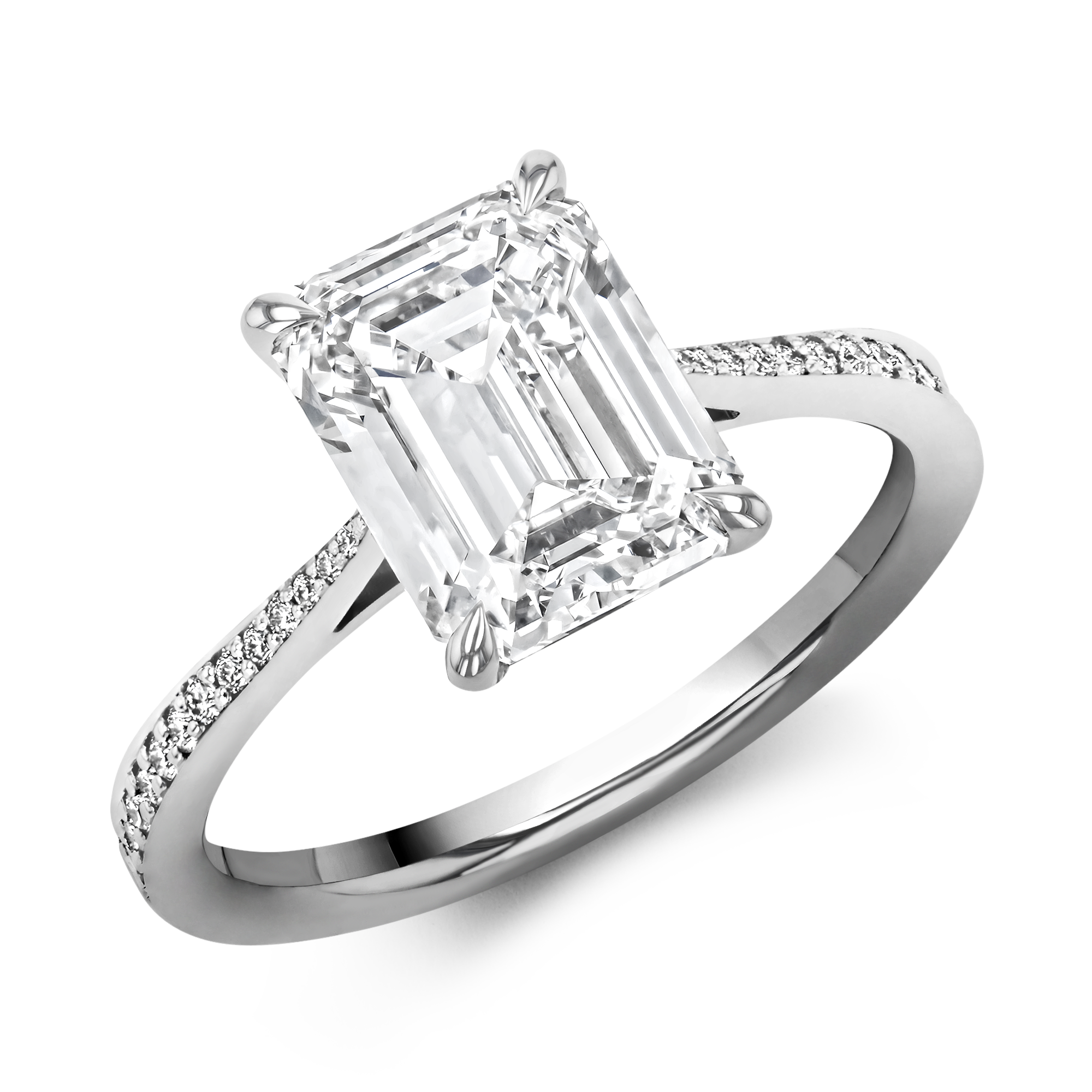 Masterpiece Emerald Cut Diamond Ring Emerald Cut, Four Claw Set_1