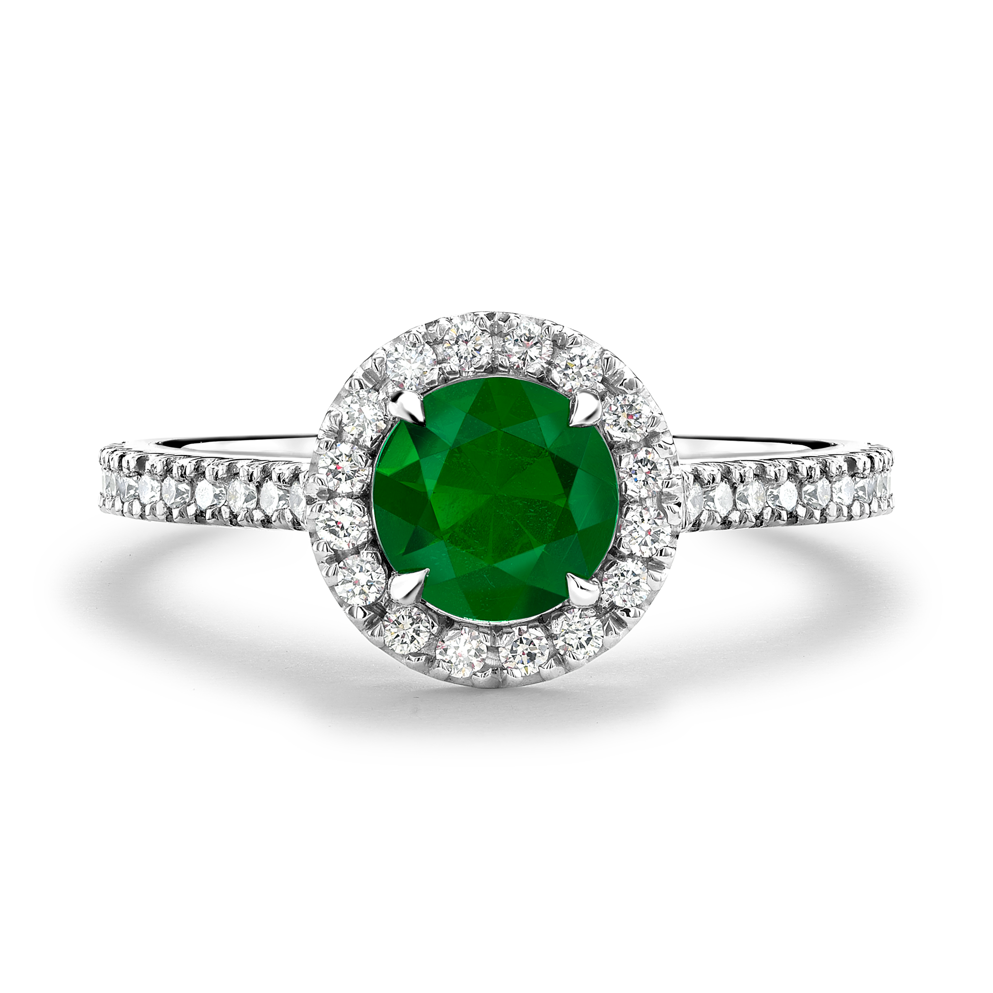 Celestial 0.69ct Emerald and Diamond Cluster Ring Brilliant cut, Claw set_2