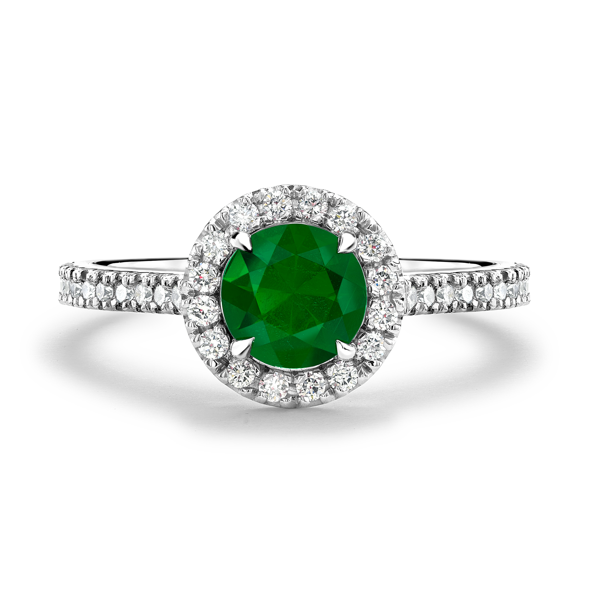 Celestial 0.69ct Emerald and Diamond Cluster Ring Brilliant cut, Claw set_2