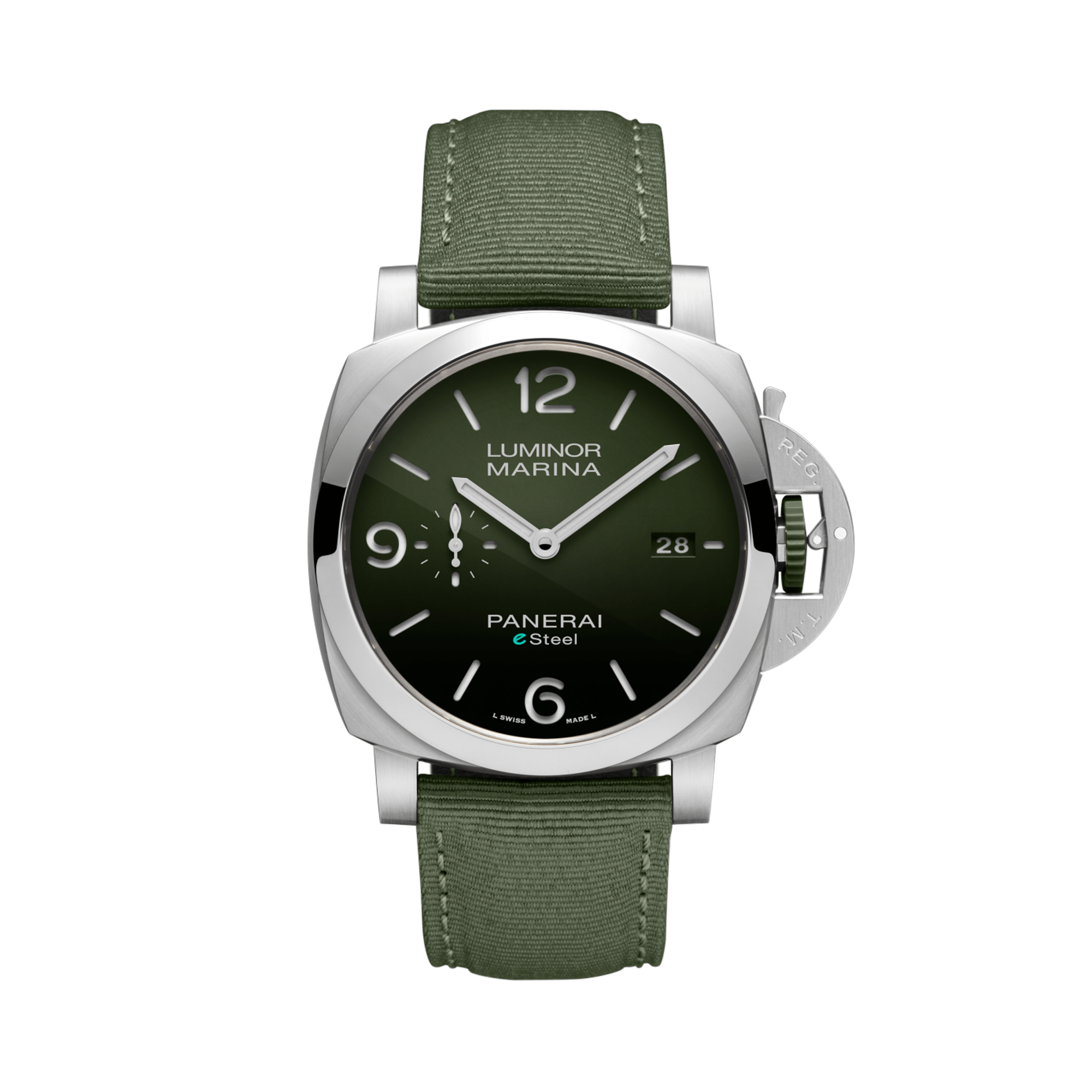 Panerai Luminor Marina ESteel™ Verde Smeraldo - 44mm 44mm, Green Dial, Arabic/Baton Numerals_1