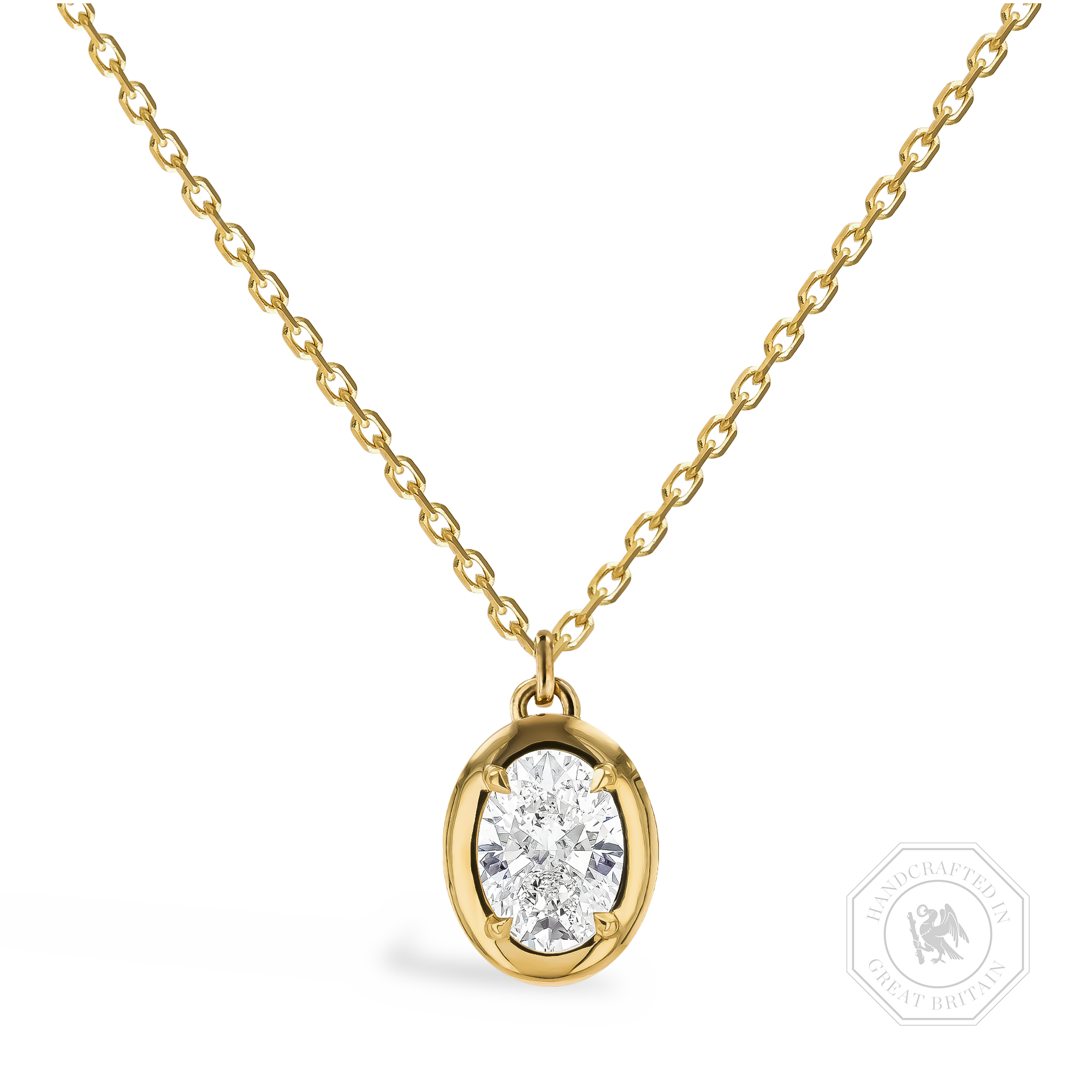 Skimming Stone 1.51ct Botswana Diamond Pendant Oval Cut, Claw Set_1