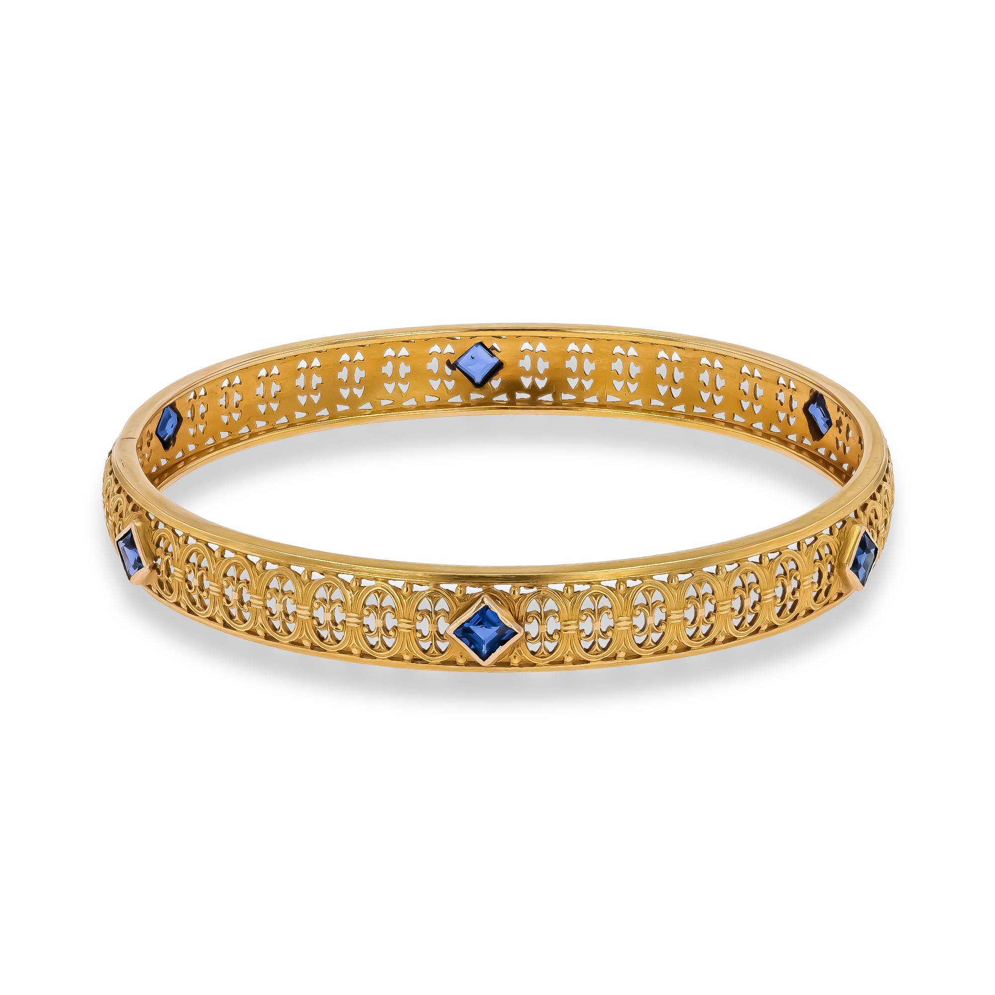 Victorian Table Cut Sapphire Bangle Table Cut, Rubover Set_1