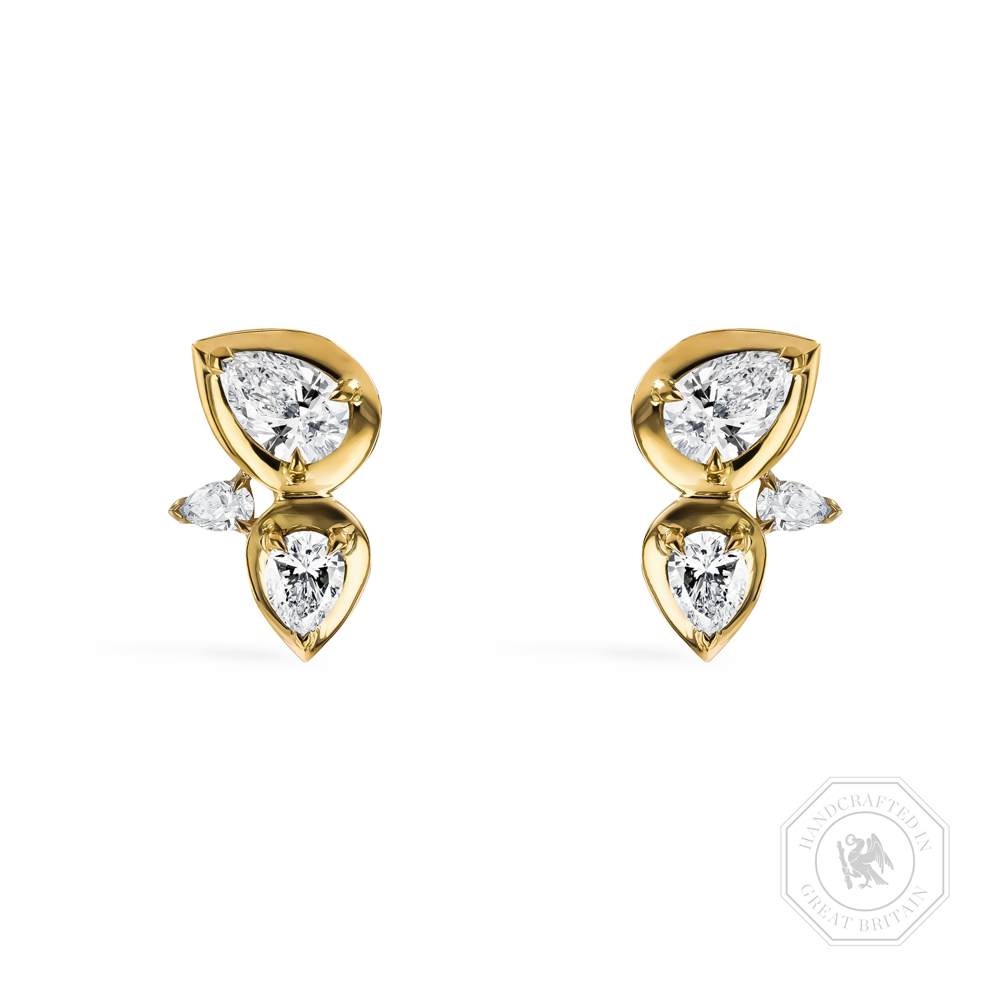 Skimming Stone 1.25ct Diamond Stud Earrings Pear Shape, Claw Set_1