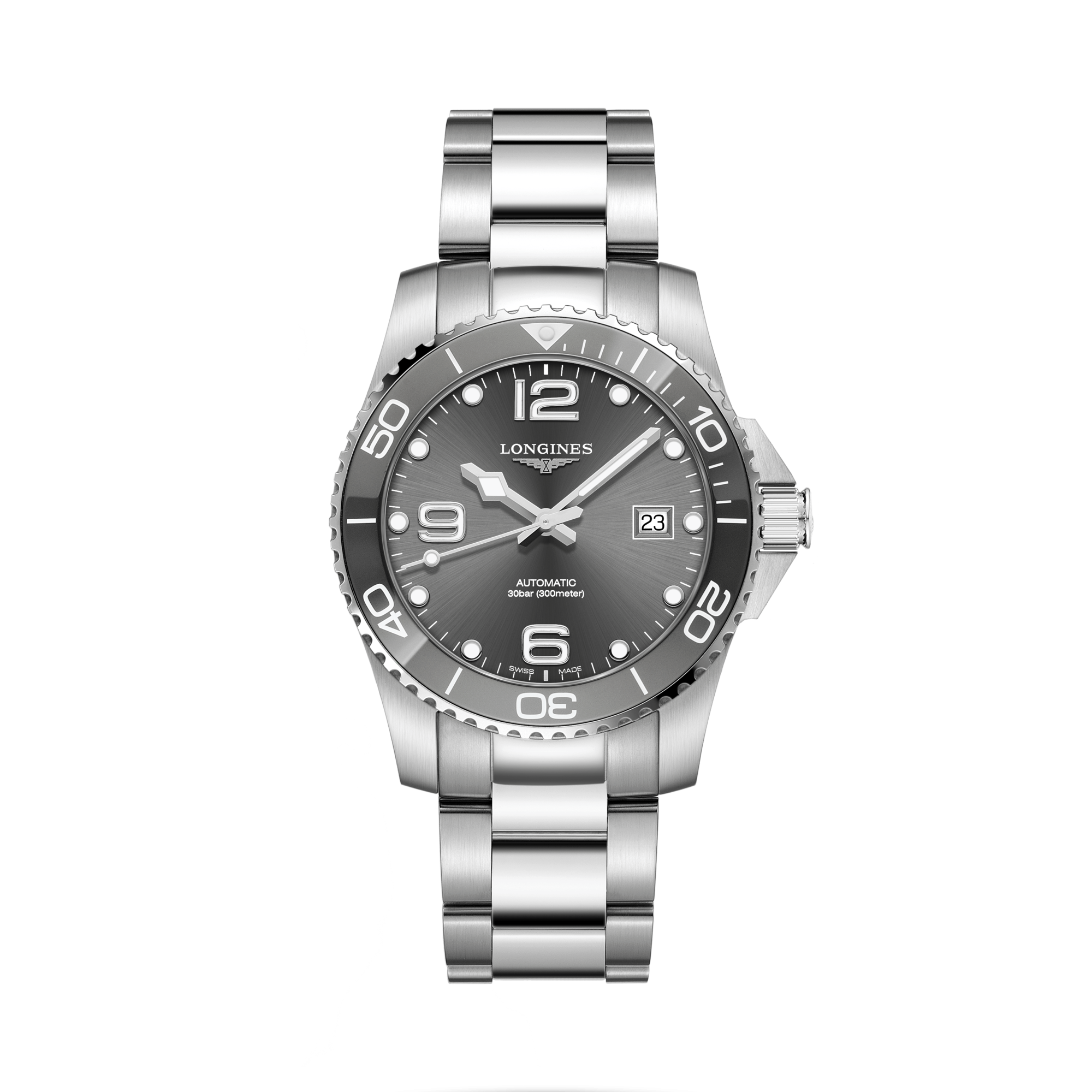 Longines HydroConquest 41mm, Grey Dial, Arabic/Baton Numerals_1