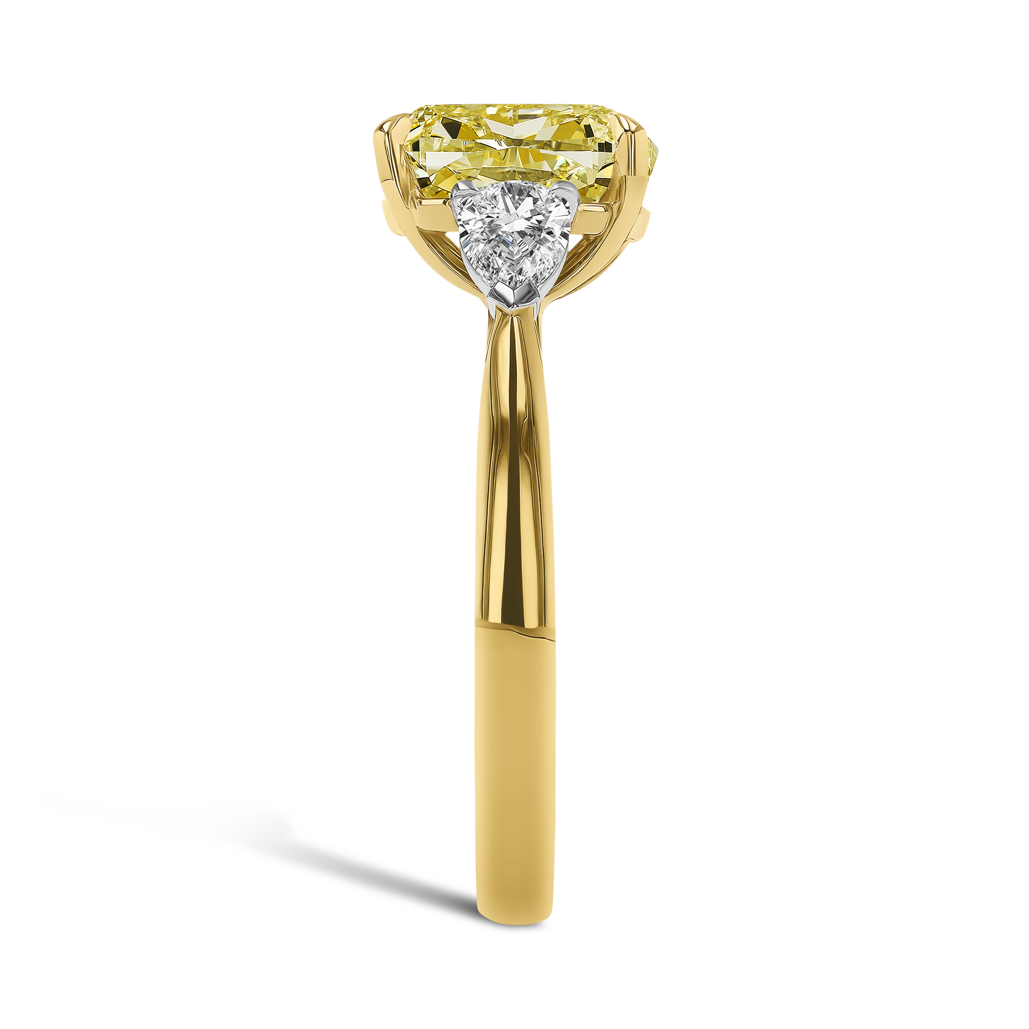 Cushion Cut 3.61ct Diamond Three Stone Ring Cushion & Pear Cut, Claw Set_4