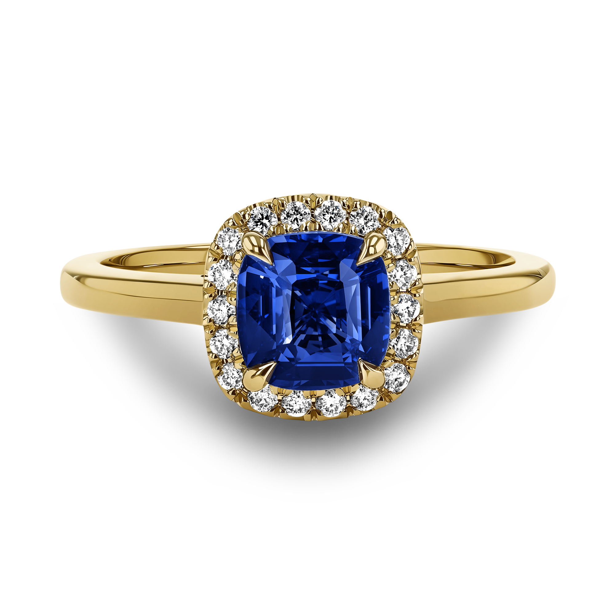 Celestial 1.45ct Sapphire and Diamond Cluster Ring Cushion modern cut, Claw set_2
