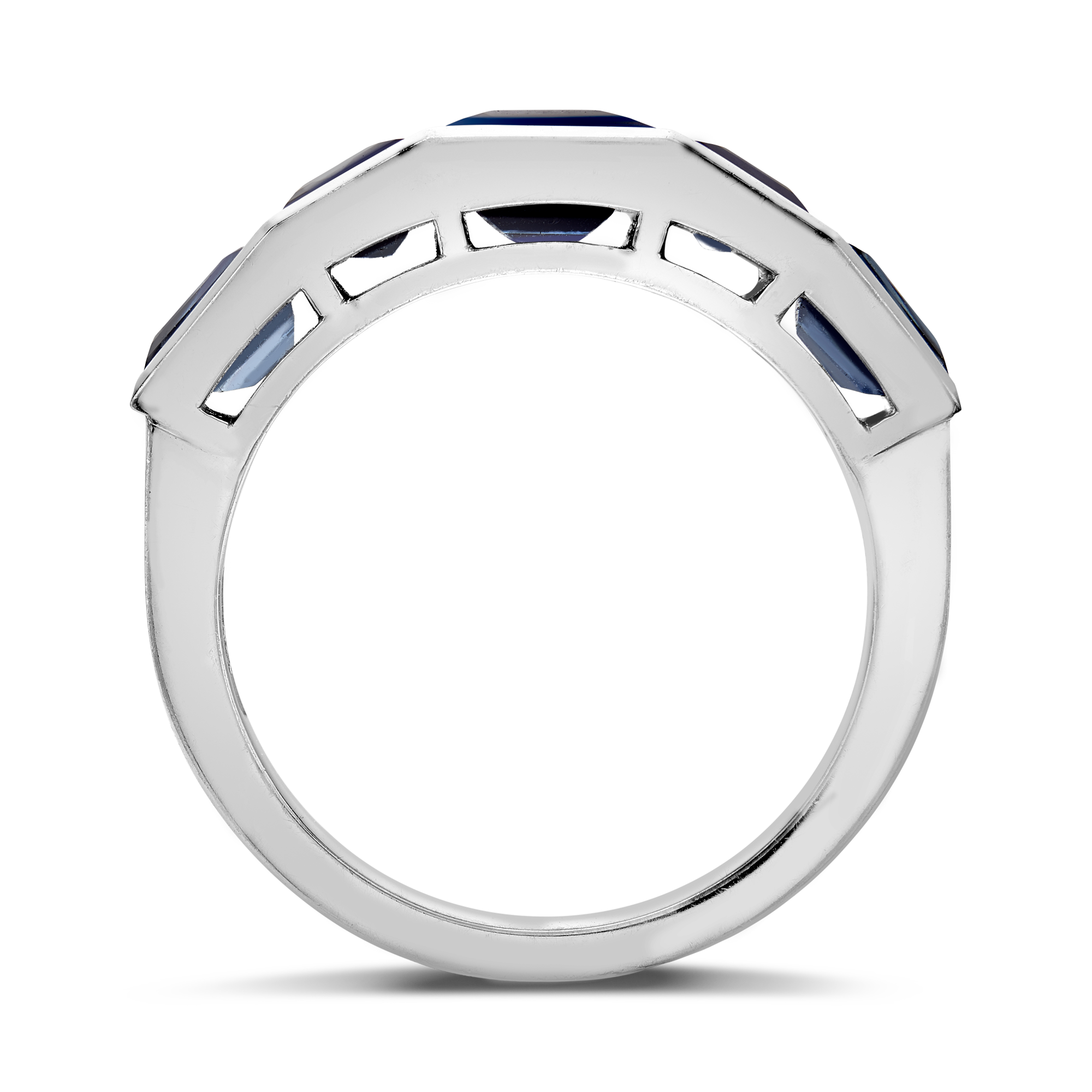 Kingdom Blue Sapphire Ring Carre Cut, Rubover Set_3
