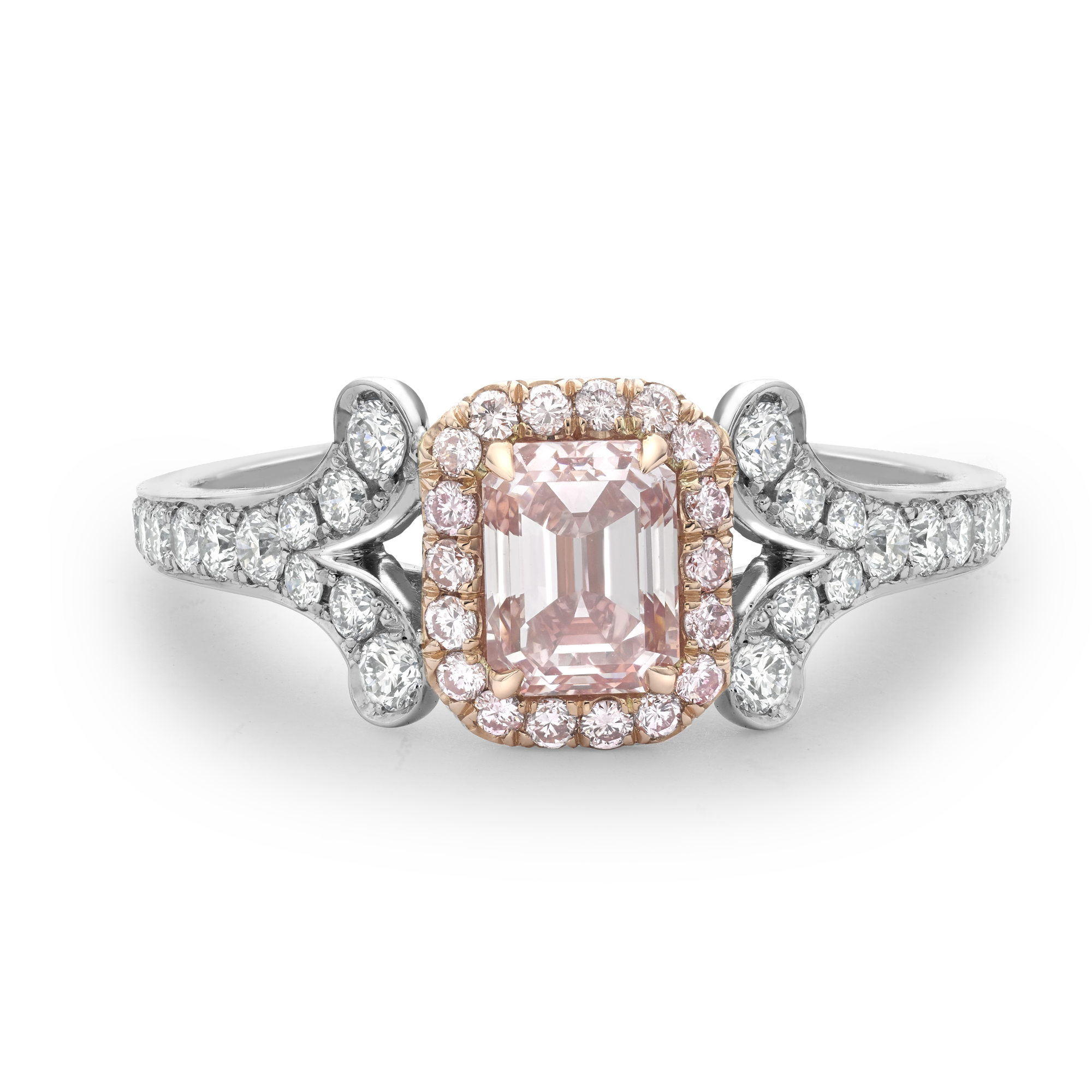 Masterpiece Cléo 0.63ct Fancy Intense Pink Diamond Cluster Ring Emerald Cut, Claw Set_2