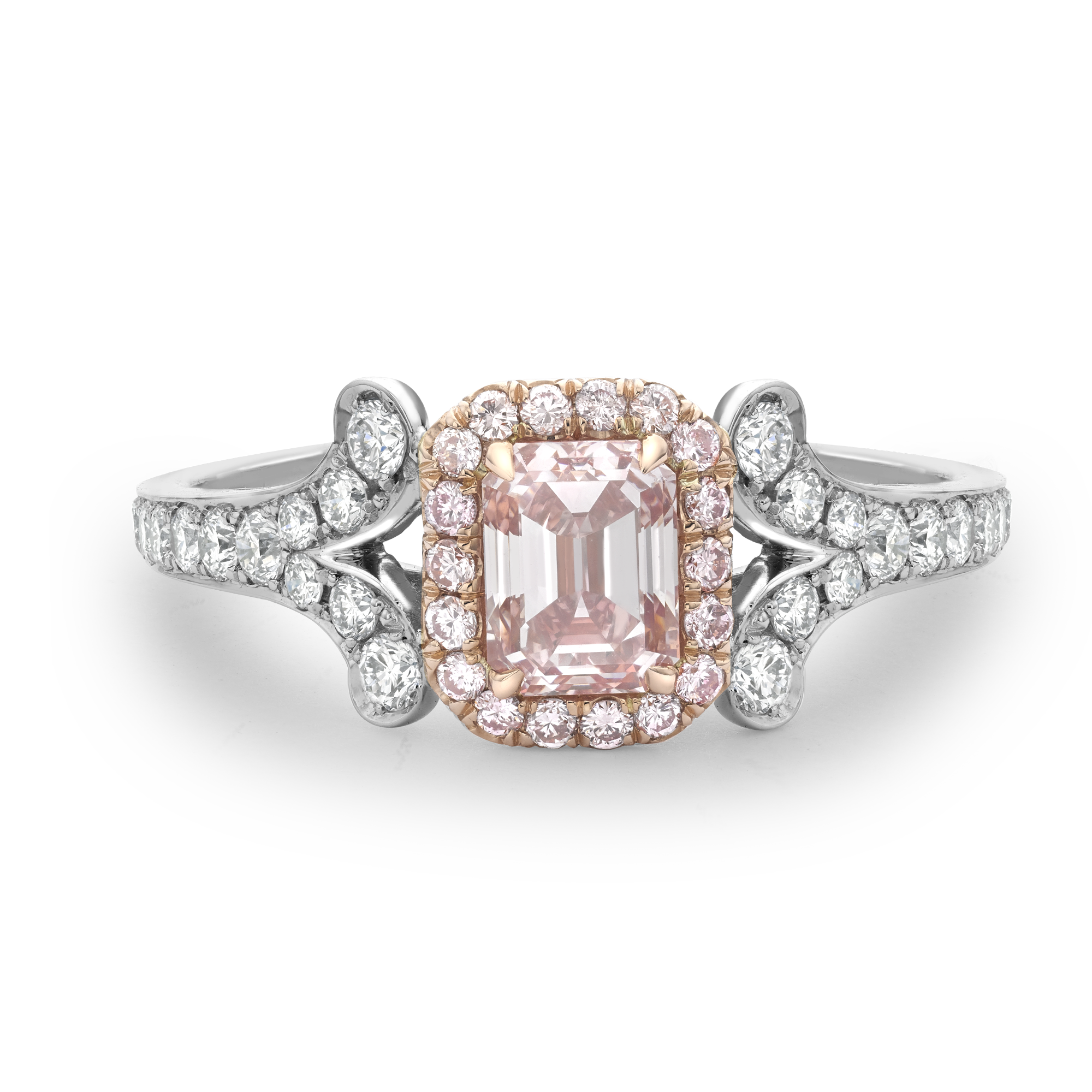 Masterpiece Cléo 0.63ct Fancy Intense Pink Diamond Cluster Ring Emerald Cut, Claw Set_2