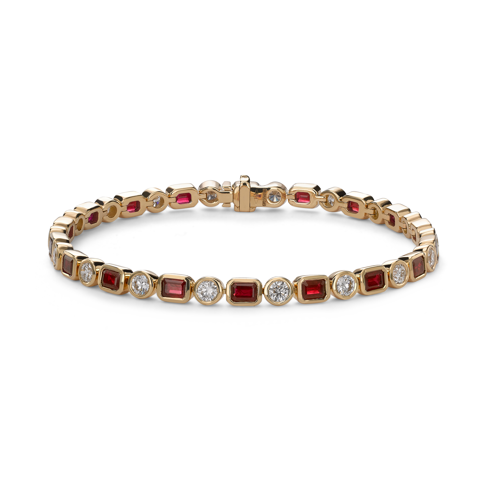 Emerald Cut Ruby and Diamond Bracelet Emerald Cut with Brilliant Cut Diamonds_1