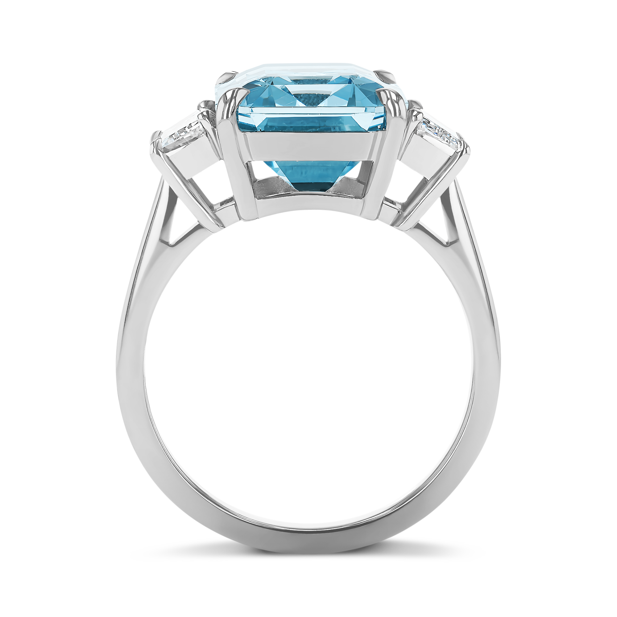 Emerald Cut 5.80ct Lukusuzi Aquamarine and Diamond Ring Emerald & Trapeze Cut, Claw Set_3