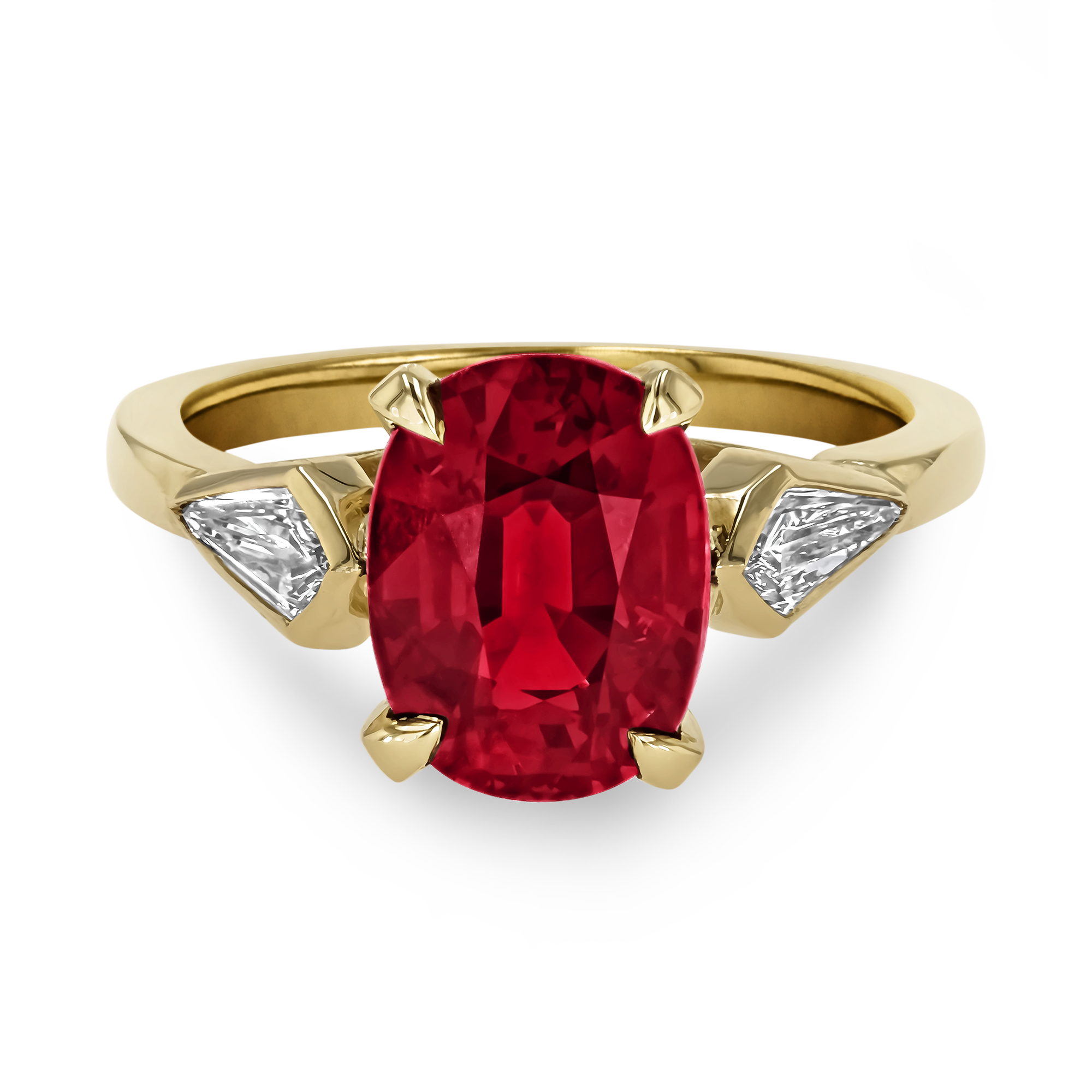 Mozambique Oval Cut Ruby Ring with Diamond Shoulders Oval Cut, Four Claw Set_2