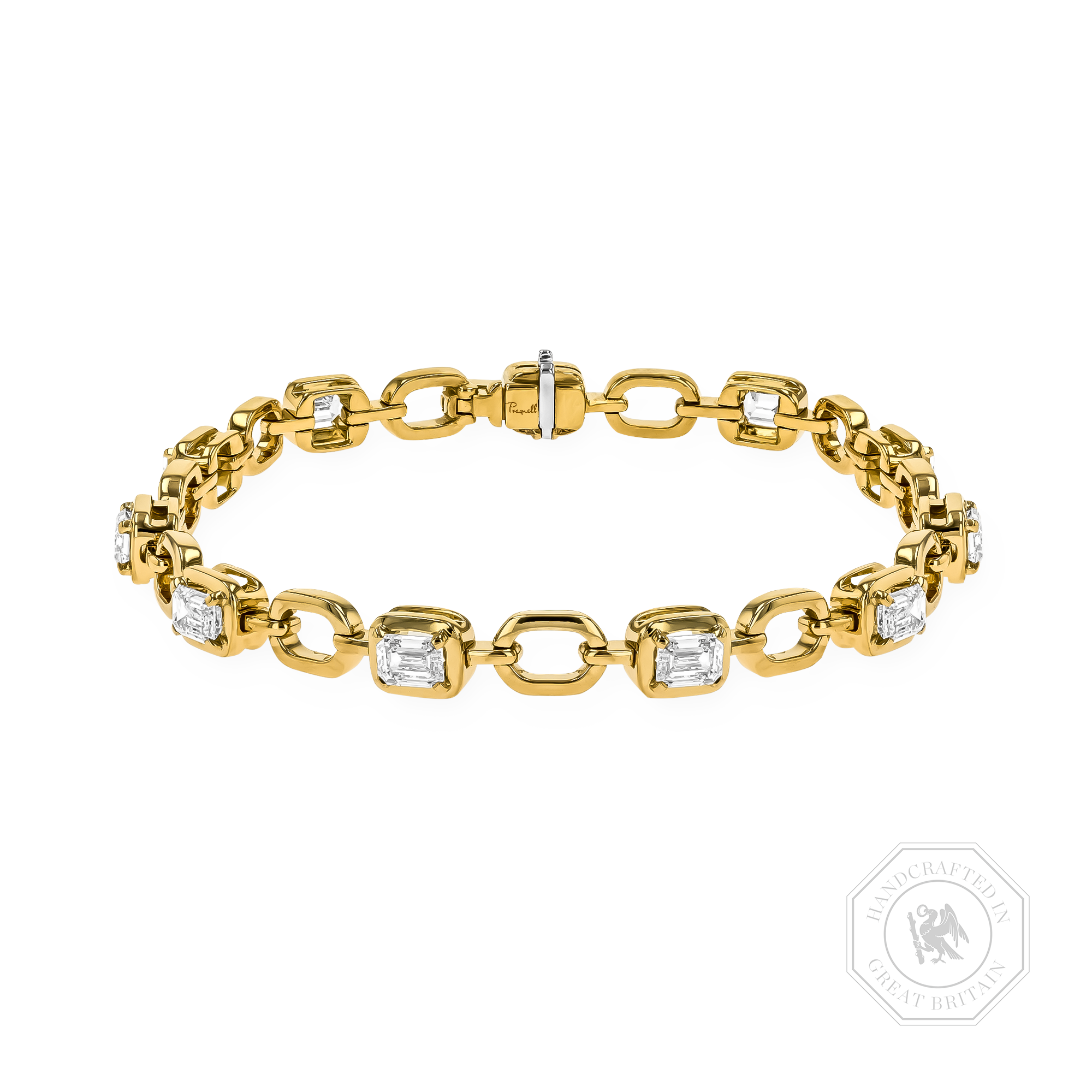 Skimming Stone 4.06ct Line Bracelet Emerald Cut, Claw Set_1
