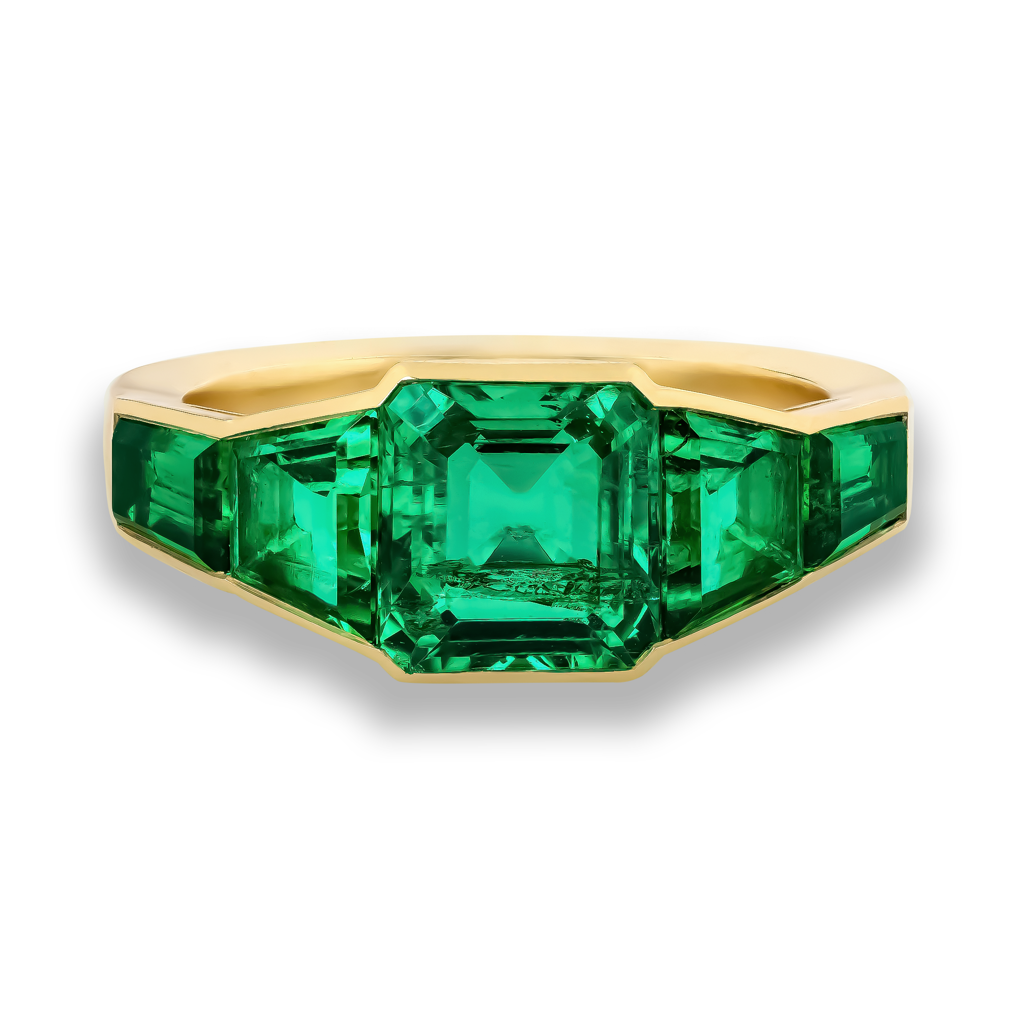 Kingdom 1.65ct Colombian Emerald Five Stone Ring Octagonal Cut, Rubover Set_2