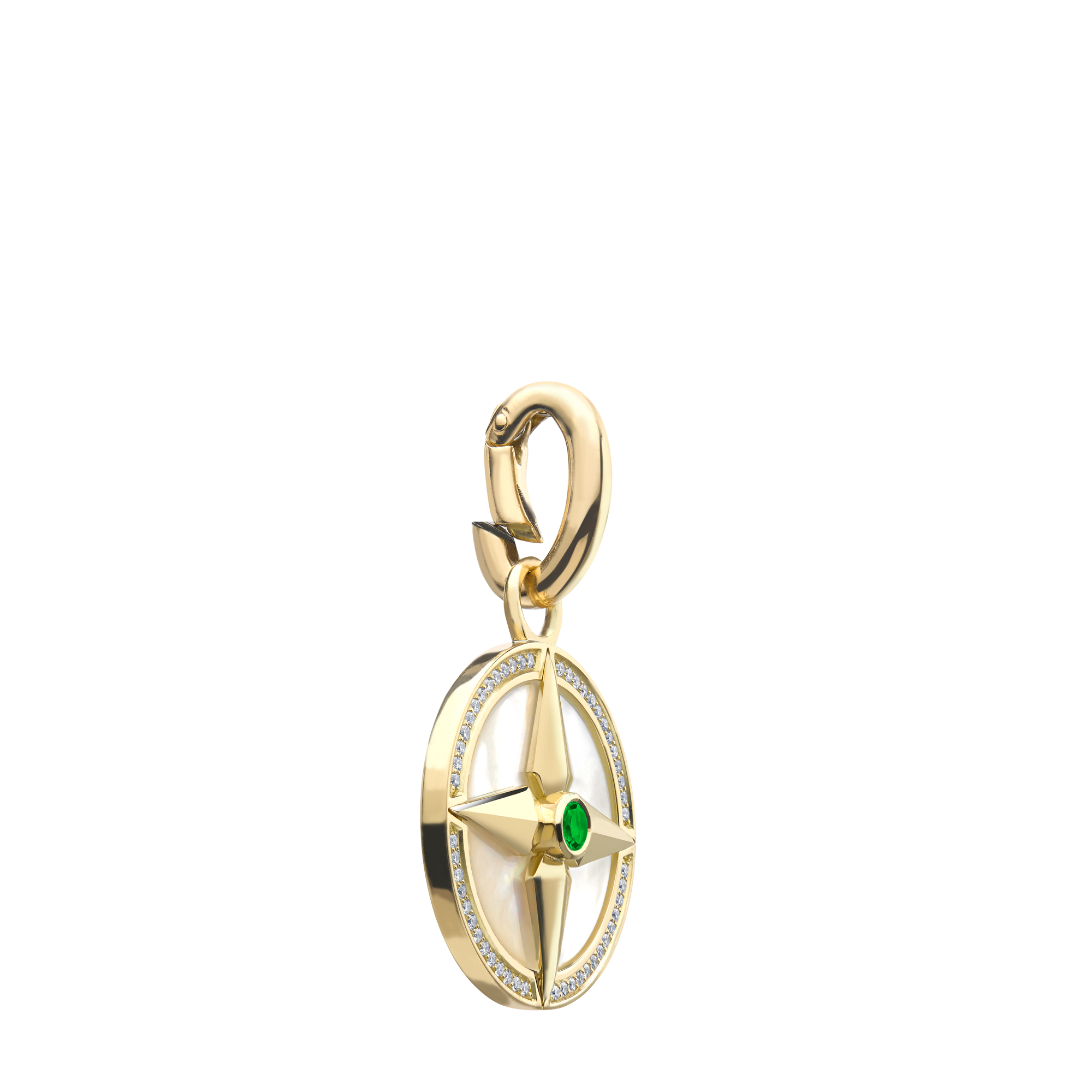 Emerald (May) Pendant Charm Brilliant Cut, Rubover & Claw Set_2