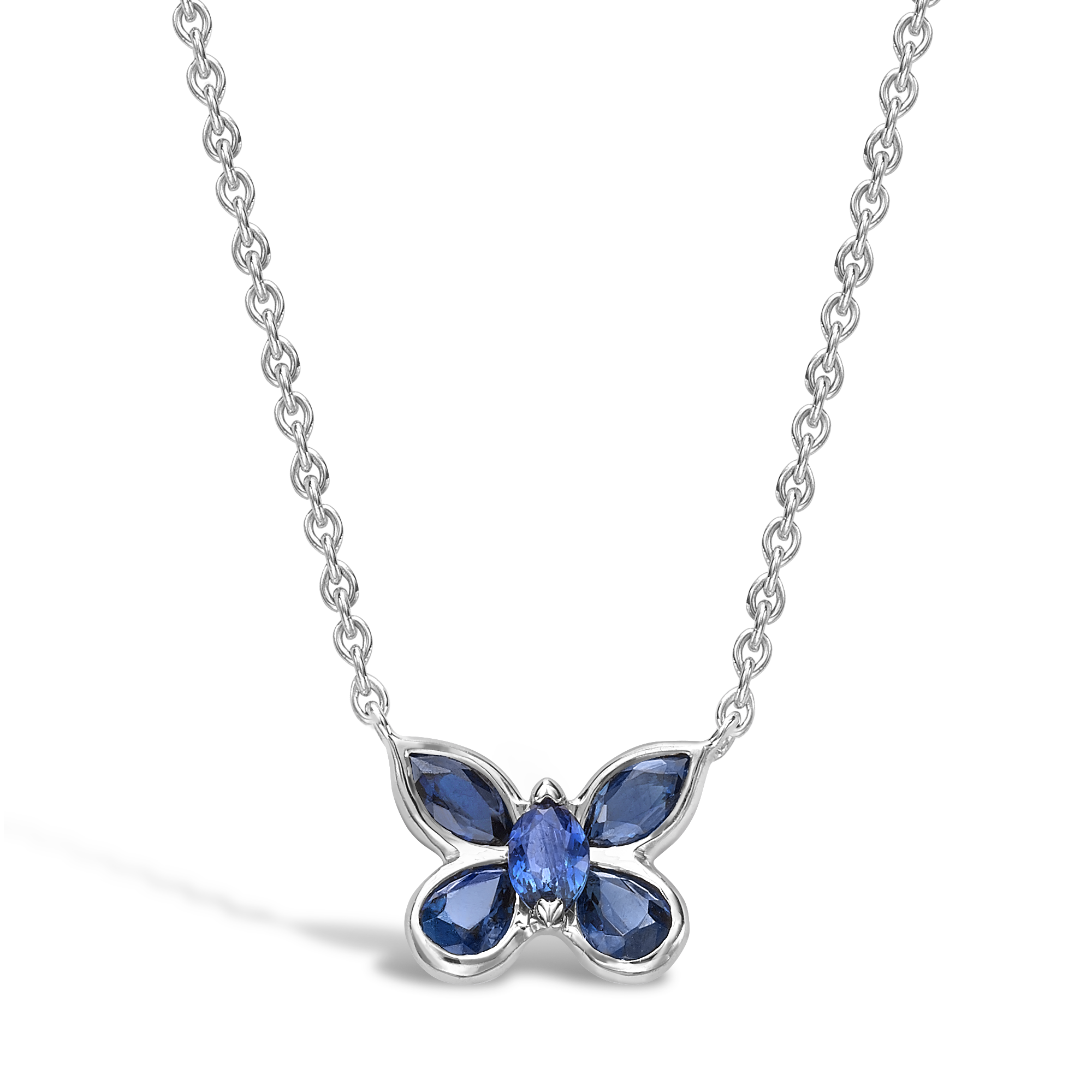 Butterfly Blue Sapphire Pendant Pear and Marquise Cut, Rubover Set_1