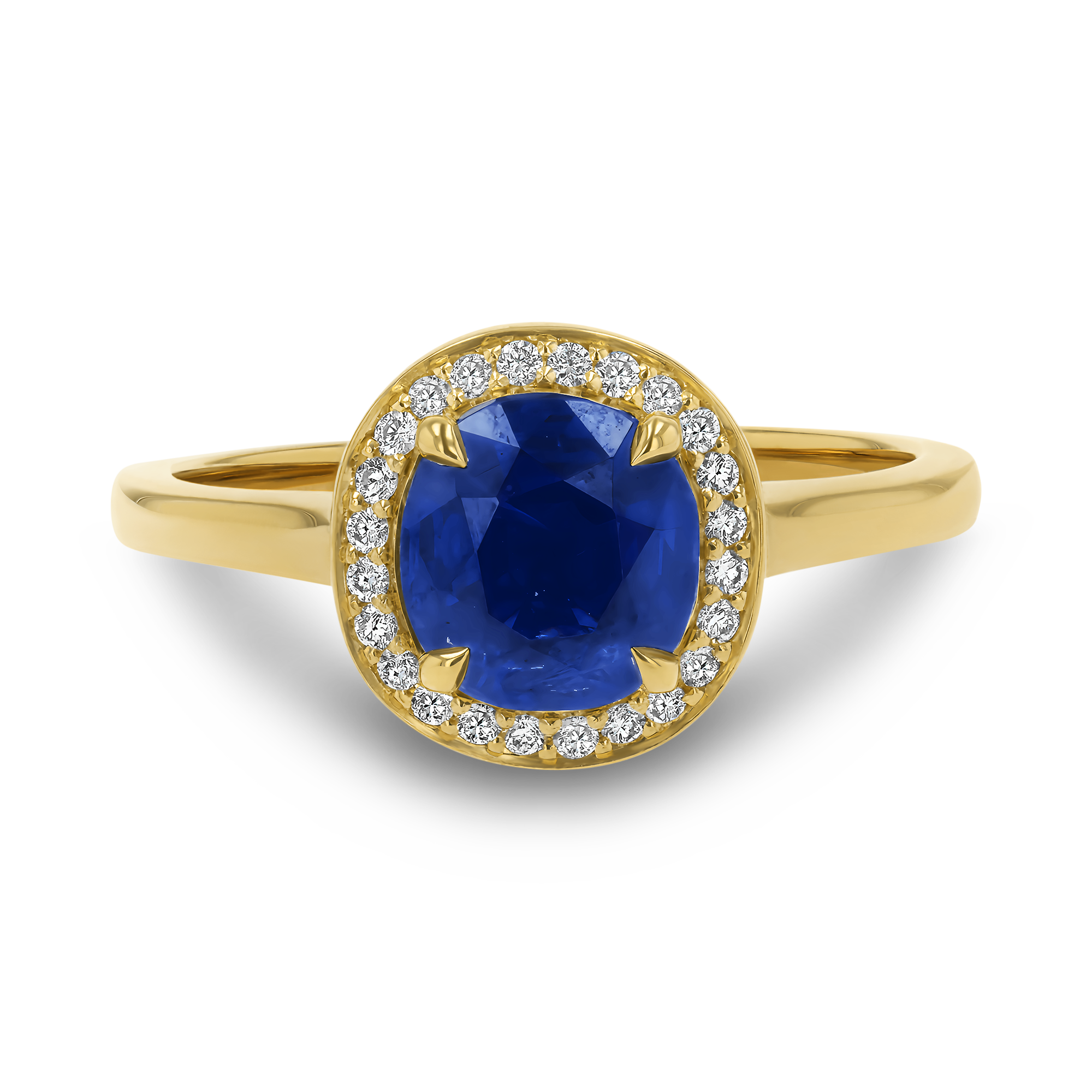 Celestial Cushion Cut 1.48ct Sapphire and Diamond Cluster Ring Cushion modern cut, Claw set_2