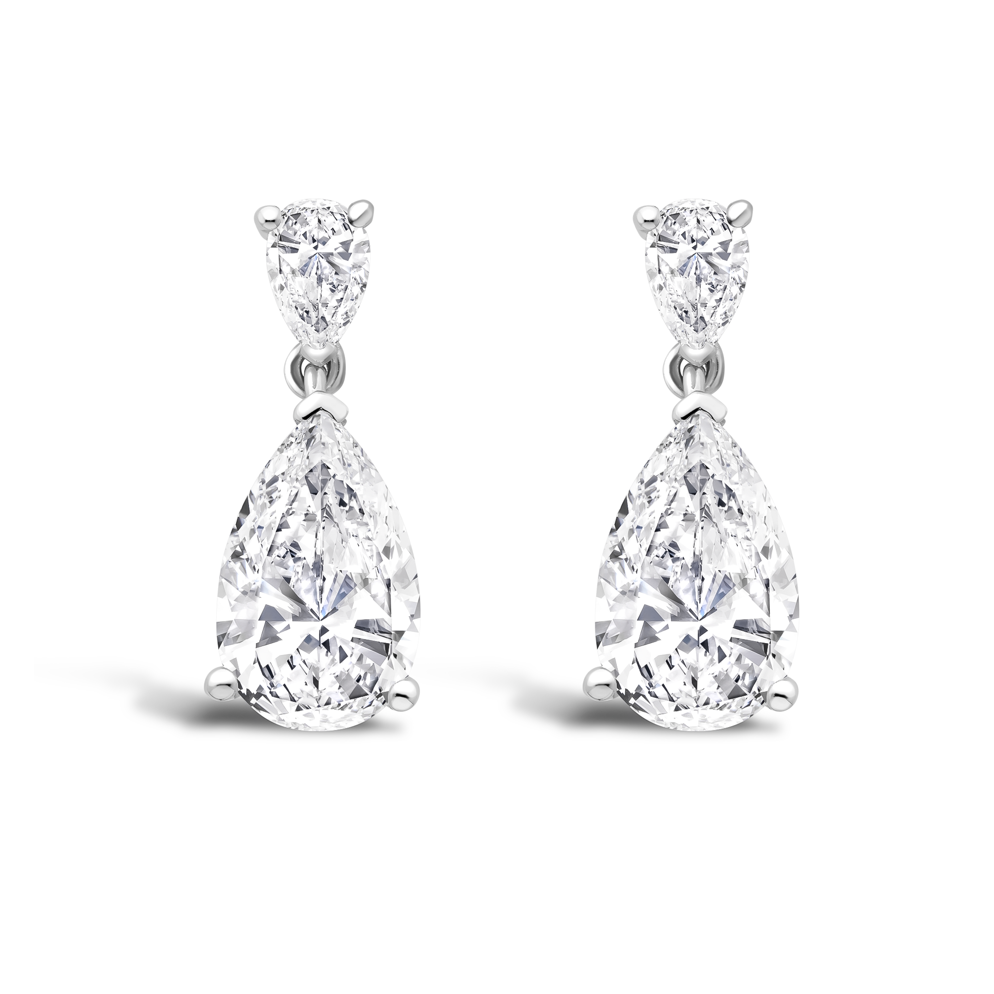 Colourless Pear Diamond Drop Earrings Pear Cut, Claw Set_1