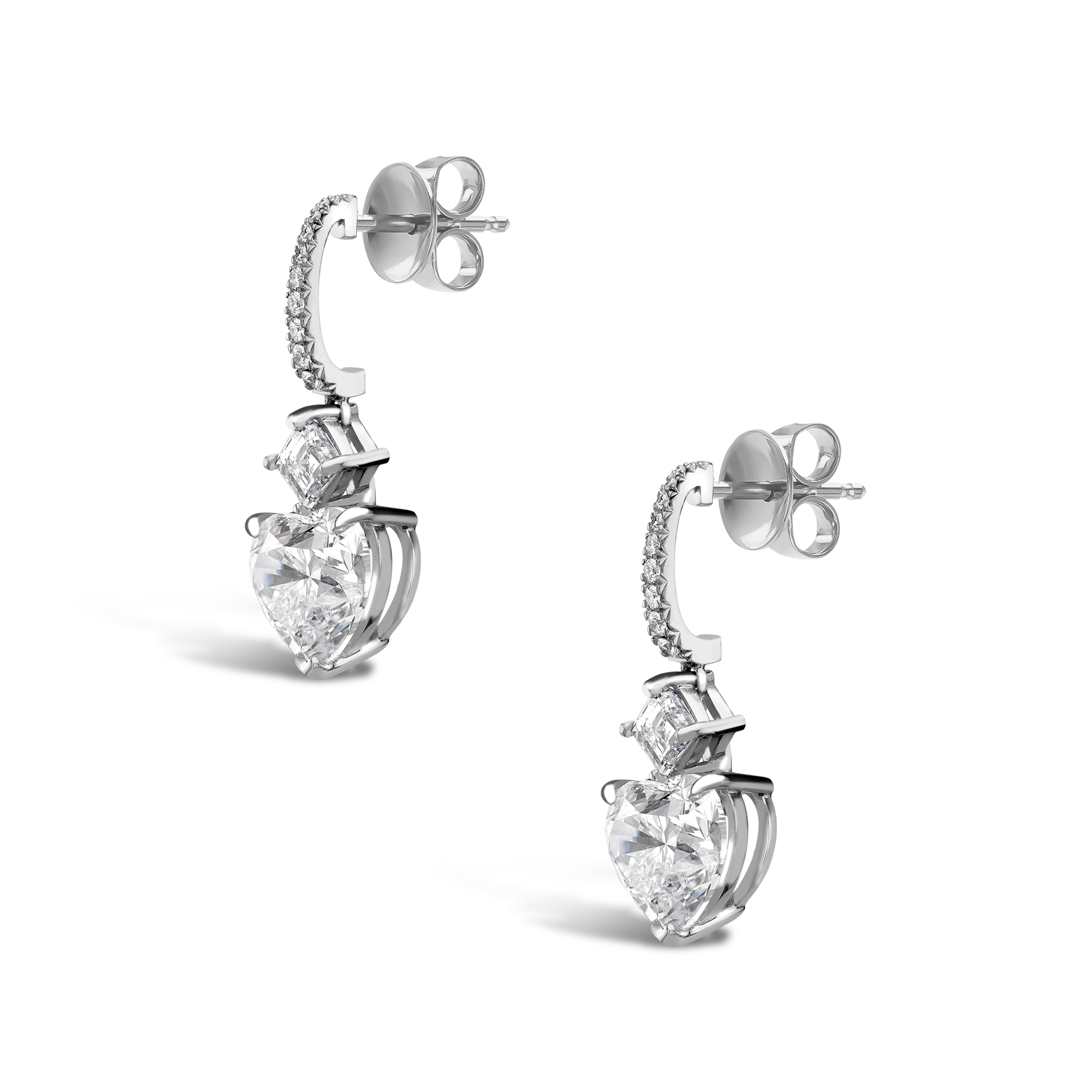 Heart Shaped 4.07ct Diamond Drop Earrings Heart Shaped, Claw Set_2