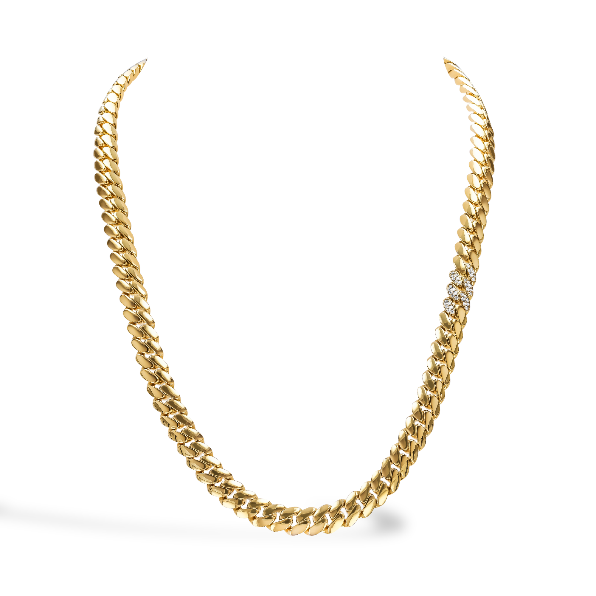 Fusion Long Polished Curb Link Necklace (50cm) Brilliant Cut, Pave Set_1