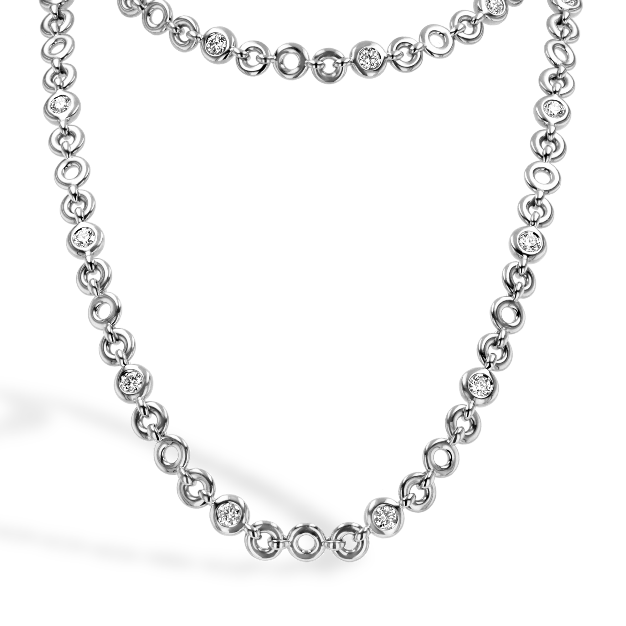 RockChain Ten Stone Diamond Necklace Brilliant Cut, Rubover Set_2