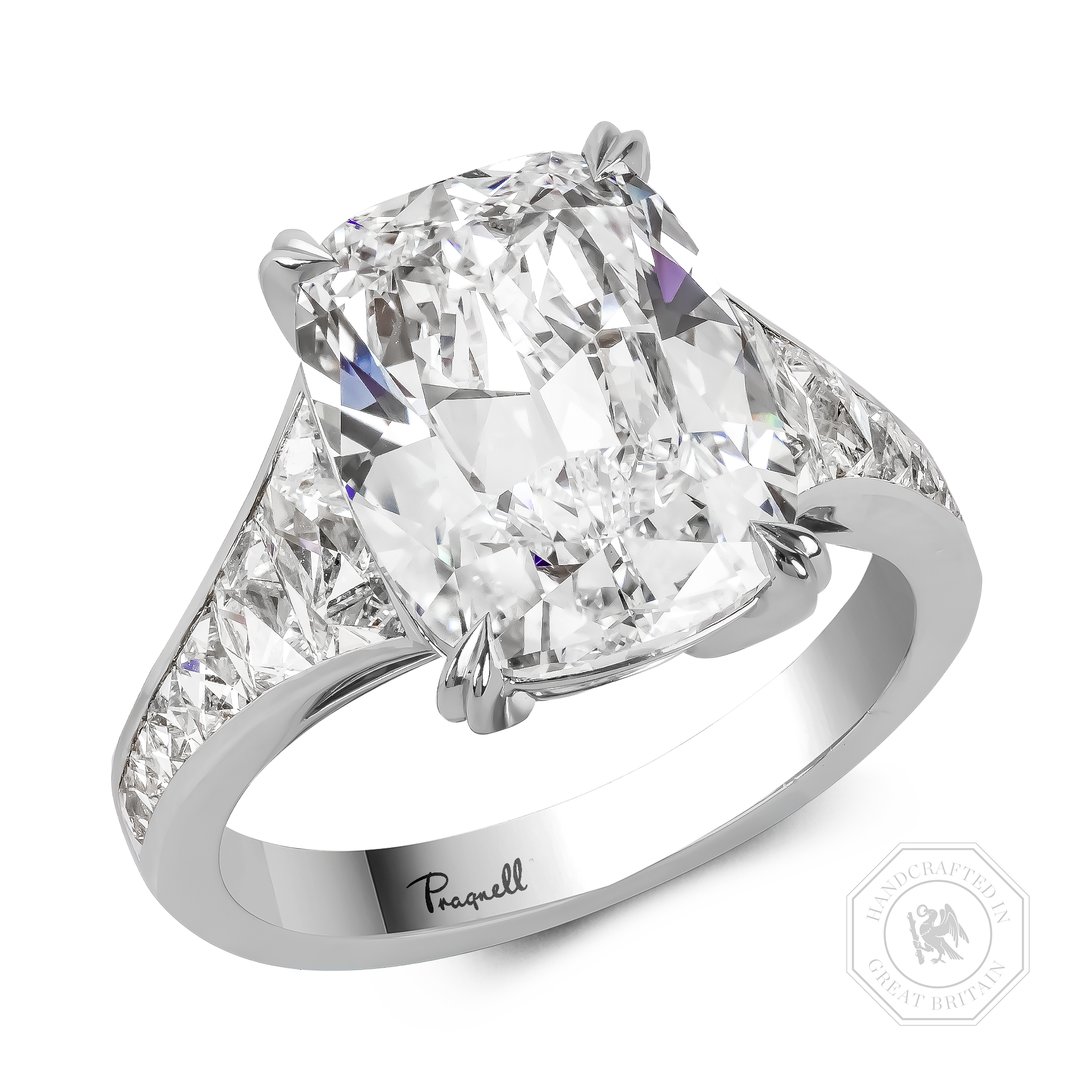 Masterpiece Pragnell Setting 5.02ct Diamond Ring Antique Cushion Cut, Claw Set_1